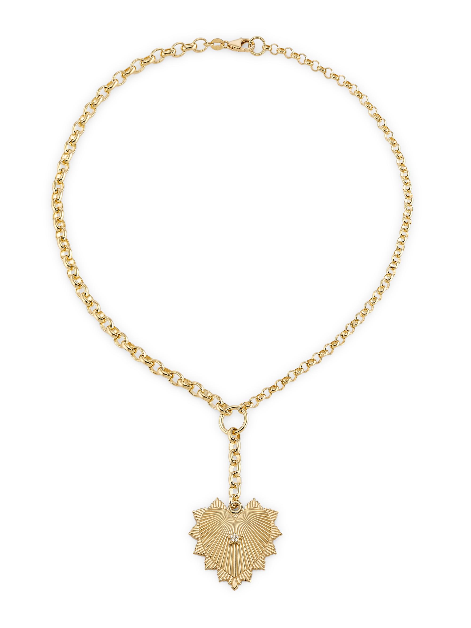 Foundrae Women's True Love Oversized Love Token Pavé Star 18K Yellow Gold & 0.05 TCW Diamond Mixed Belcher Extension Chain Necklace - Yellow Gold