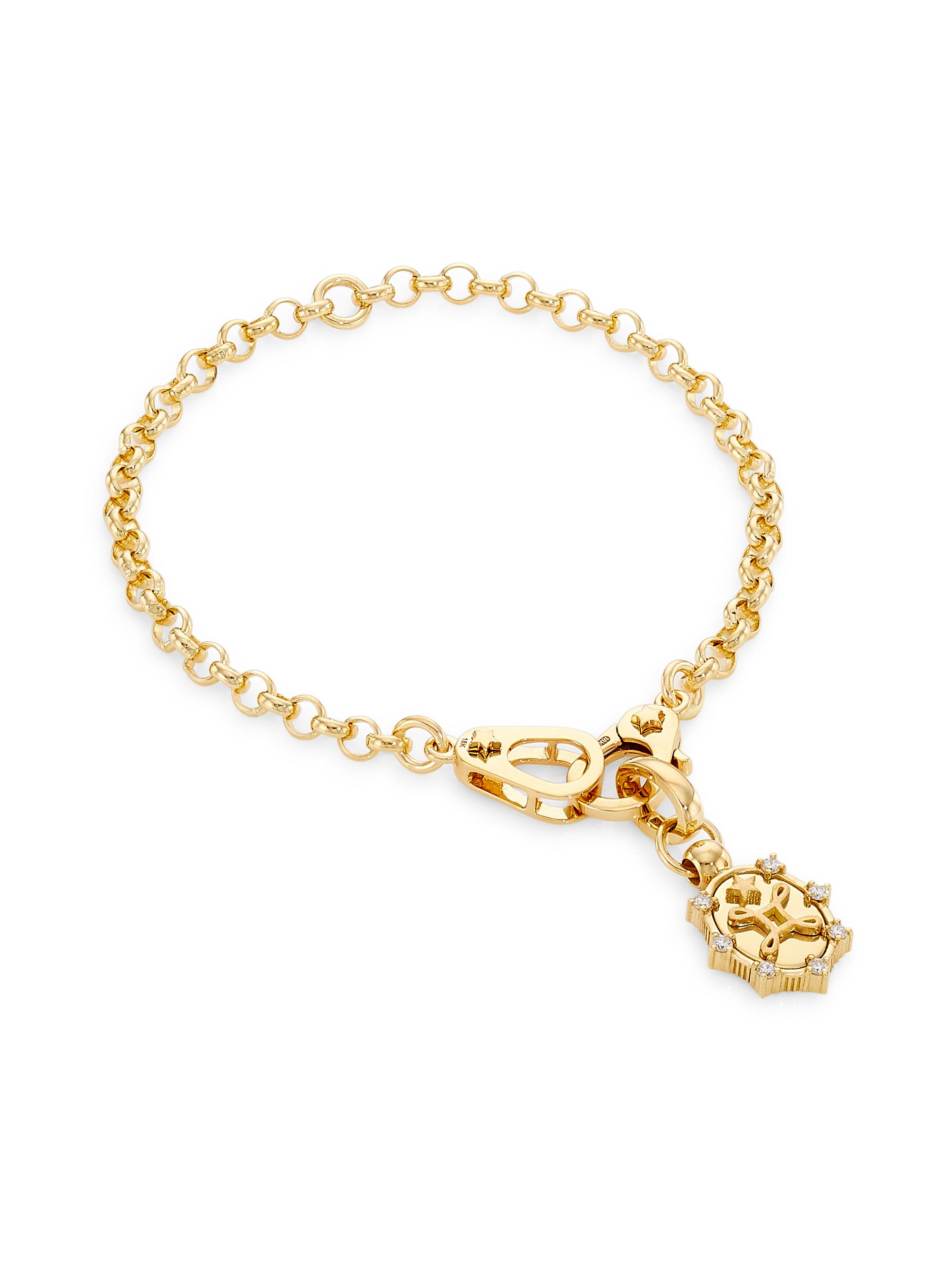 Foundrae Women's True Love 18K Yellow Gold & 0.11 TCW Diamond  Belcher Charm Bracelet - Yellow Gold