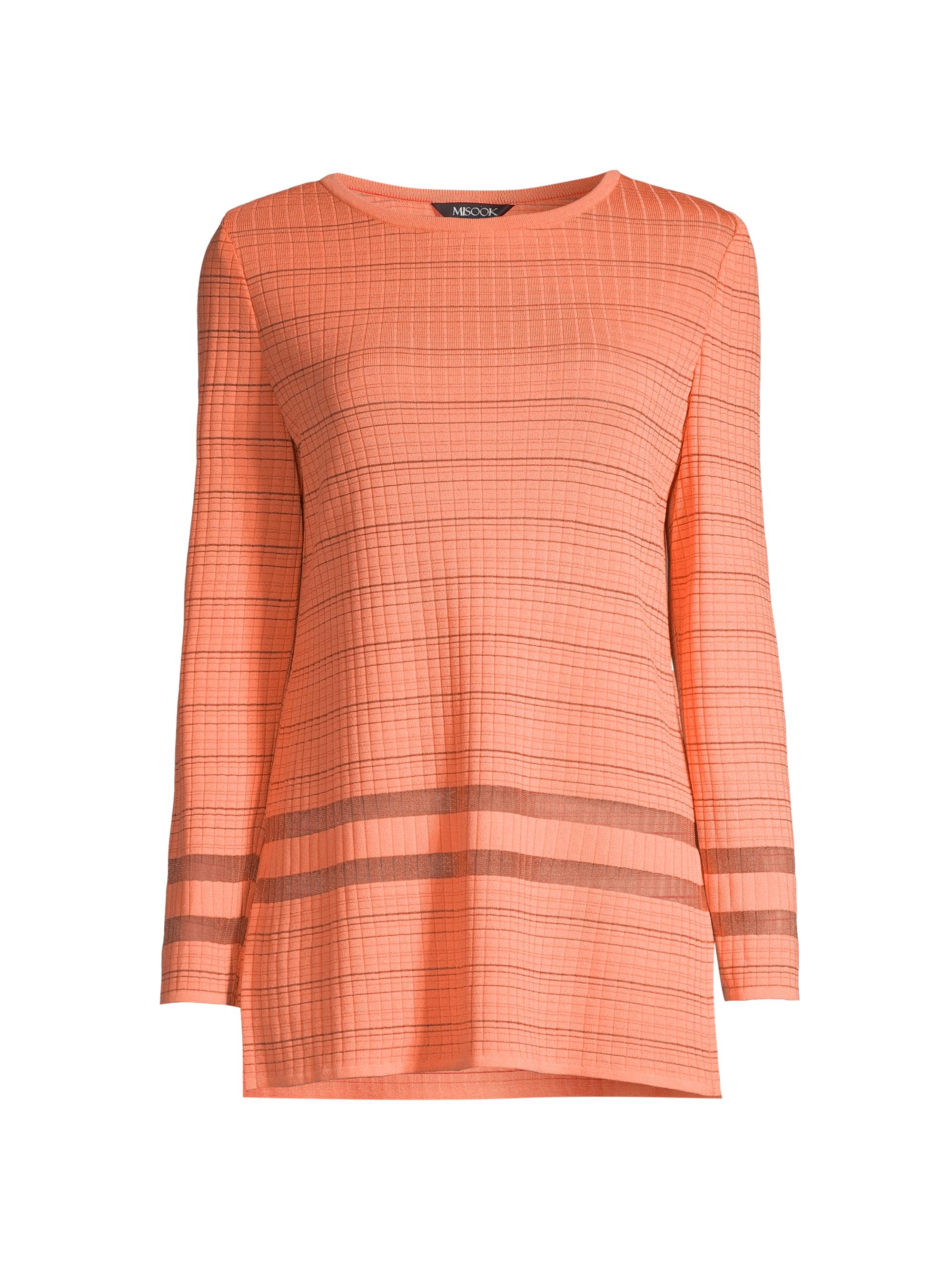 Misook Women's Burnout Striped Knit Tunic - Citrus Blossom