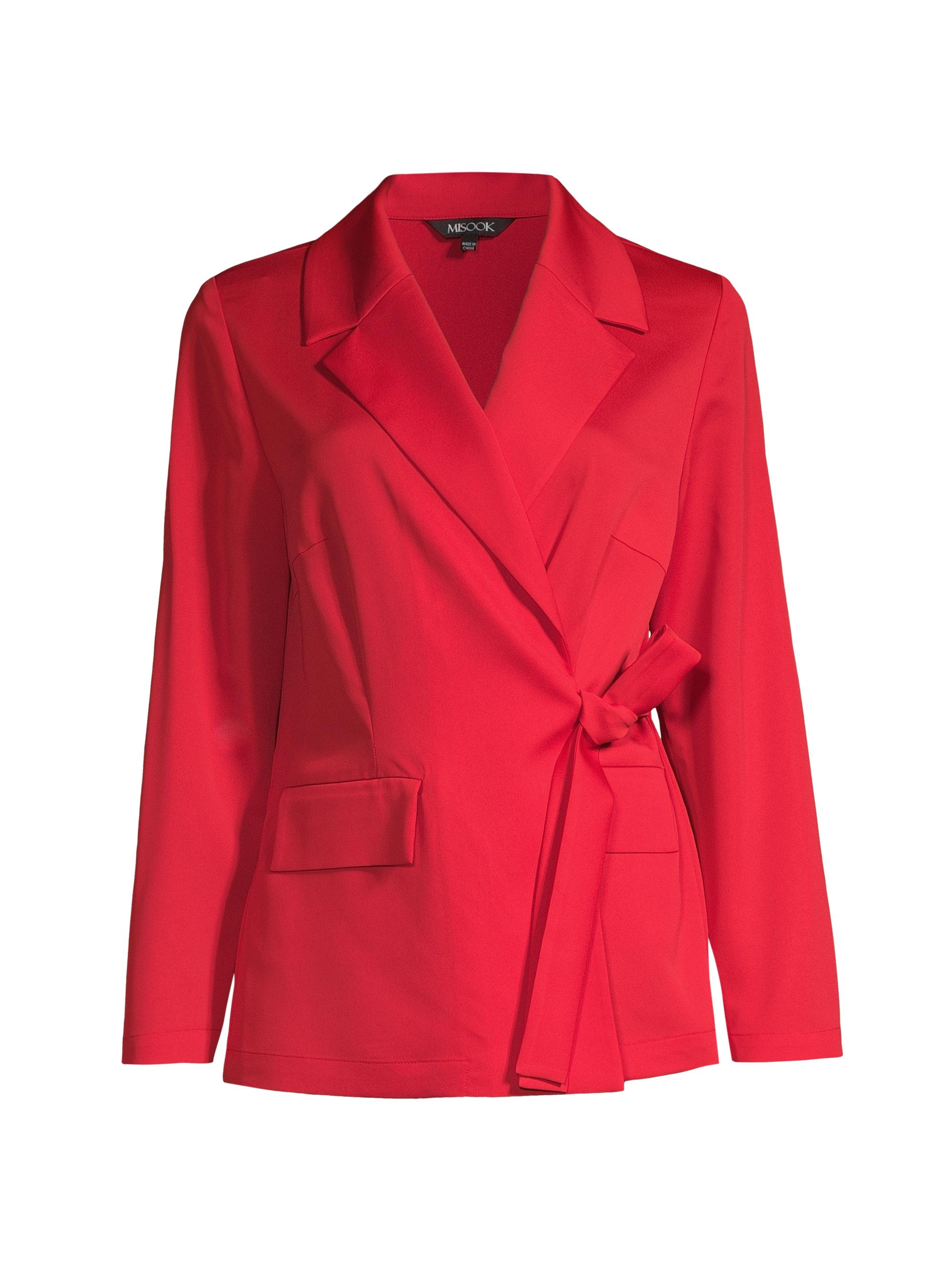 Misook Women's Crepe Wrap Blazer - Sunset Red