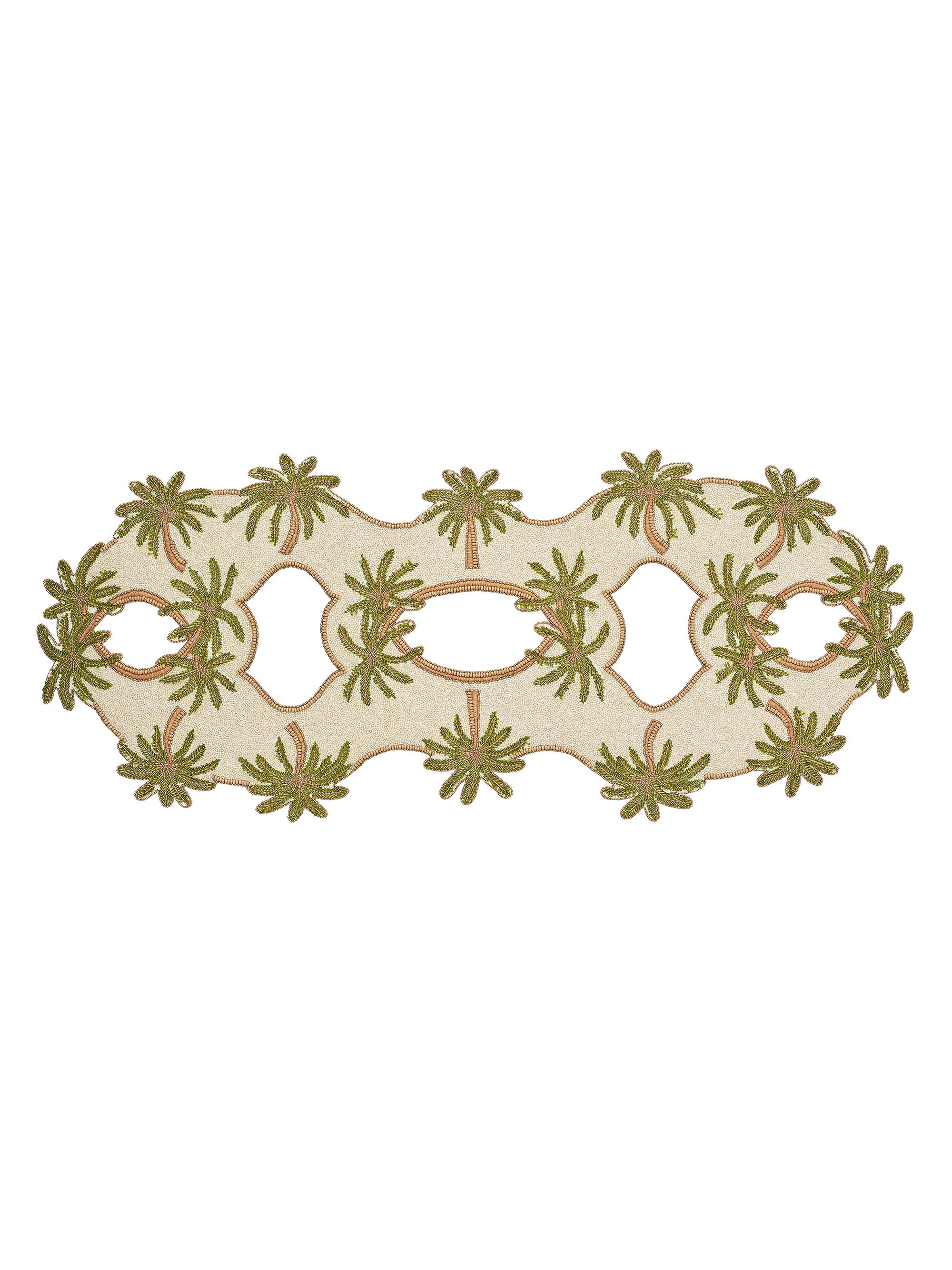 Kim Seybert Oasis Beaded Runner -  Green Gold