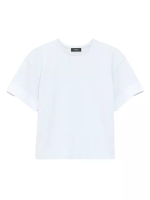Theory - Poplin-Cuff Cotton T-Shirt