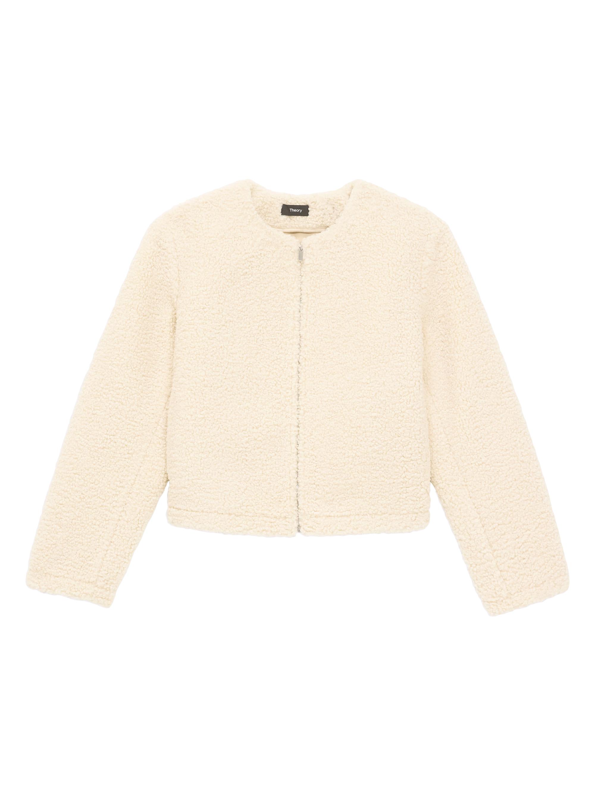 Theory Women's Fleece Crewneck Jacket - Cream