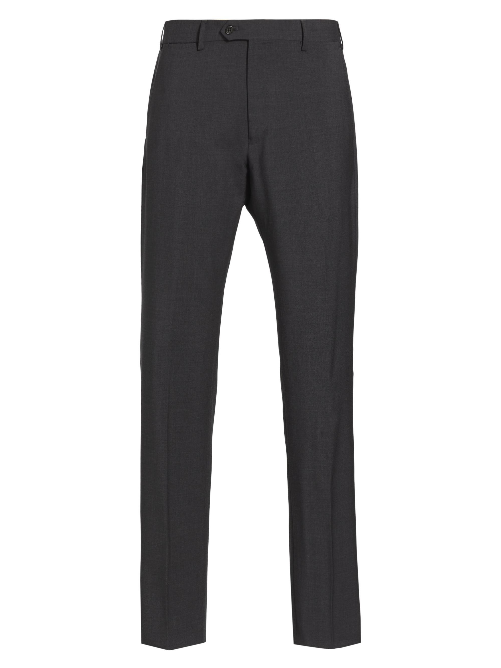 Emporio Armani Men's Wool Crease-Front Trousers - Grey