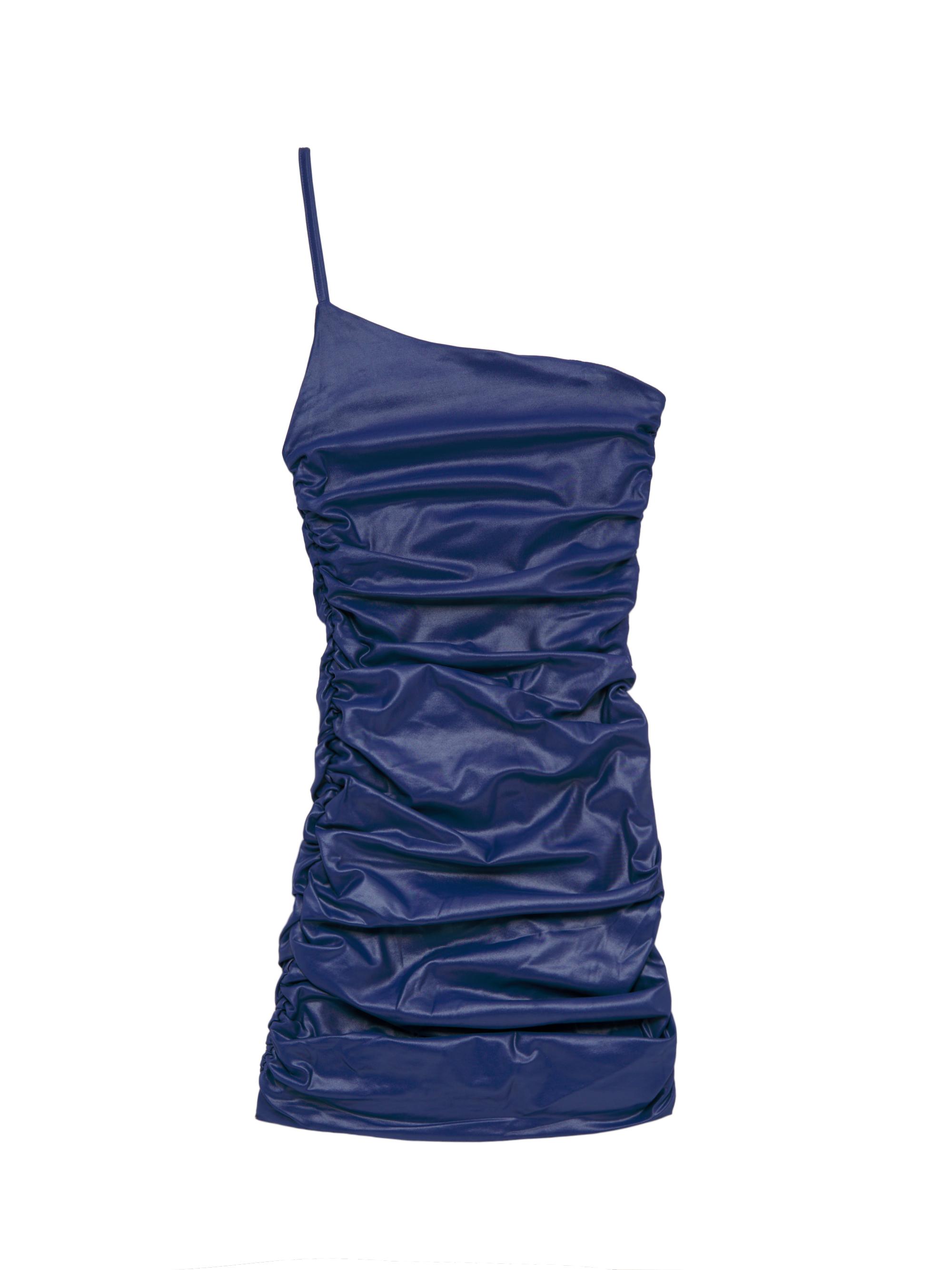 KatieJ NYC Girl's Cameron One-Shoulder Ruched Dress - Navy