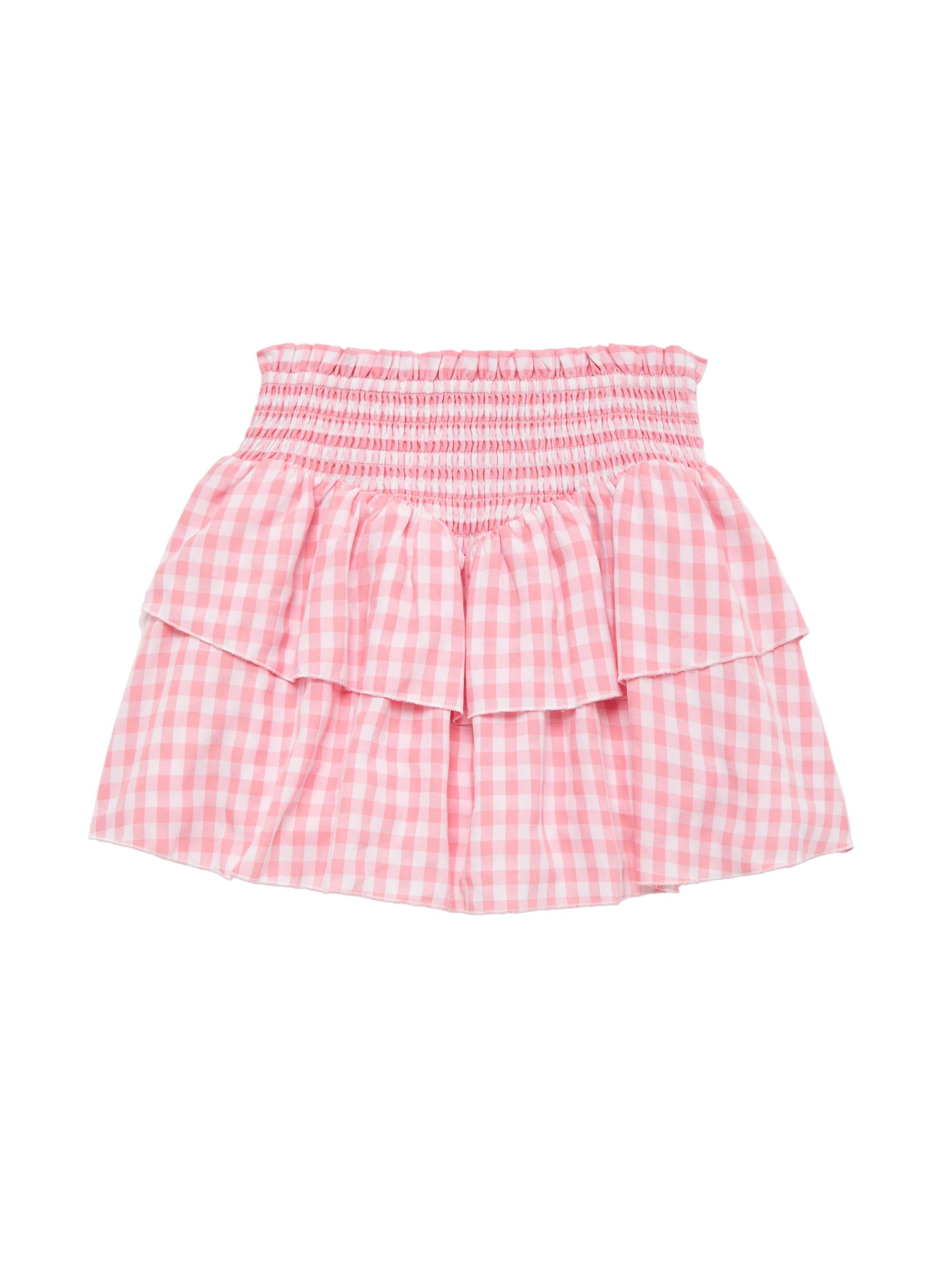 KatieJ NYC Girl's Brooke Ruffled Skirt - Pink Gingham