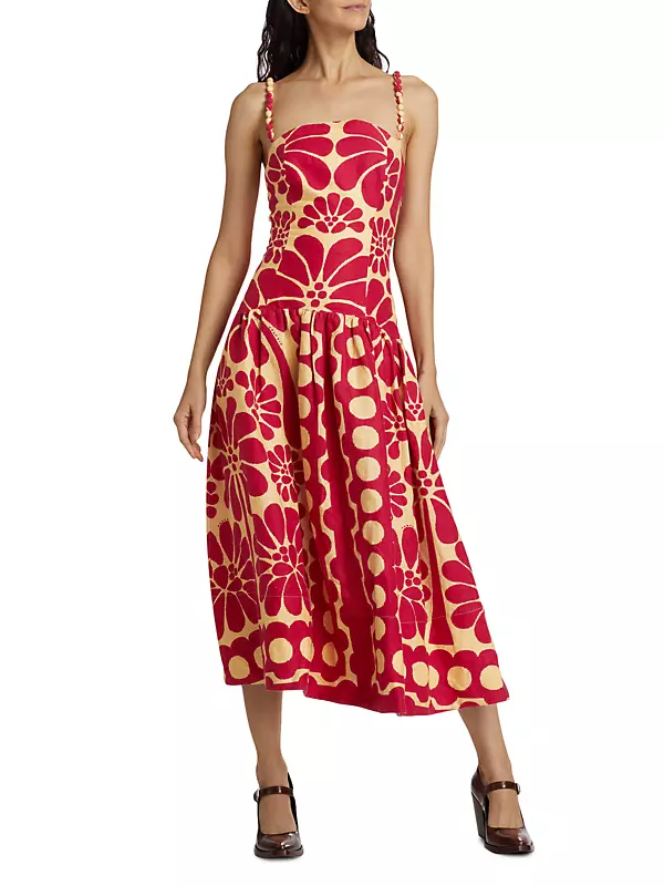 Shop Farm Rio Palermo Printed Linen Midi-Dress | Saks Fifth Avenue