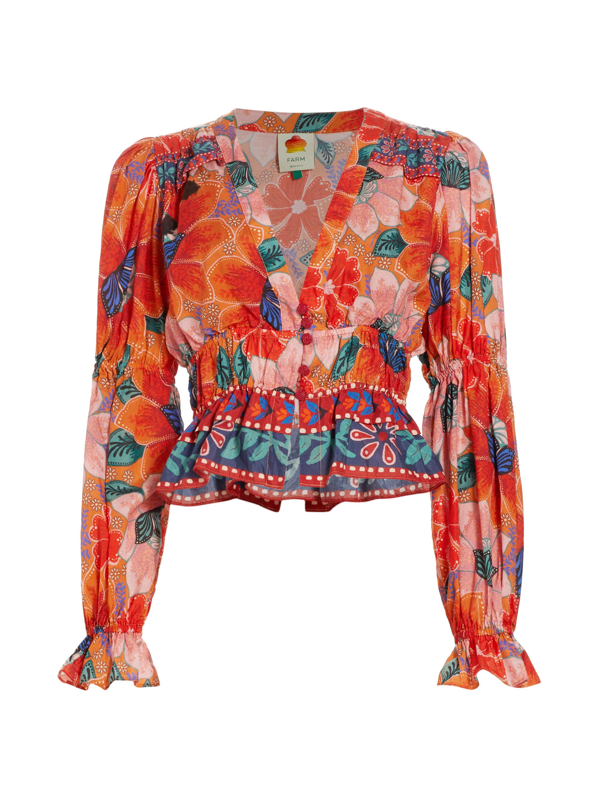 Shop Farm Rio Marias Cotton Voile Crop Blouse | Saks Fifth Avenue