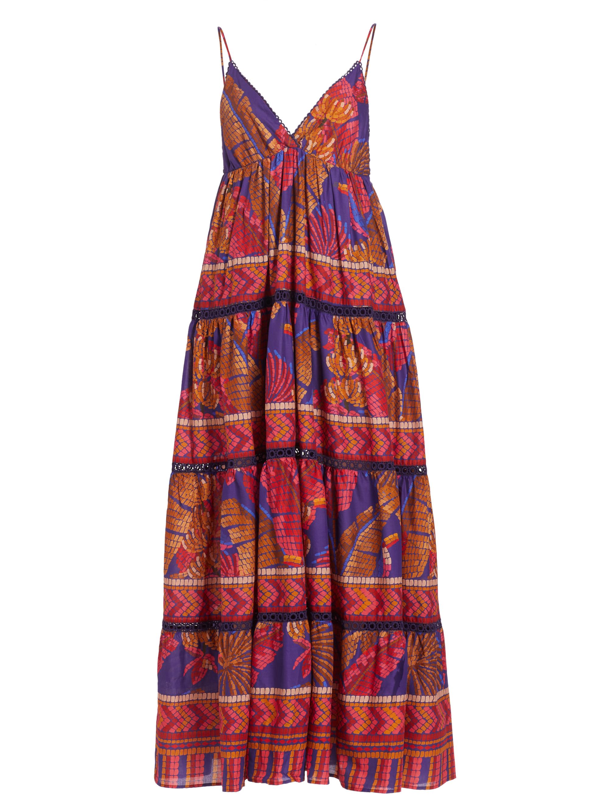 Farm Rio Women's Forest Mosaic Cotton Voile Maxi Dress - Blue