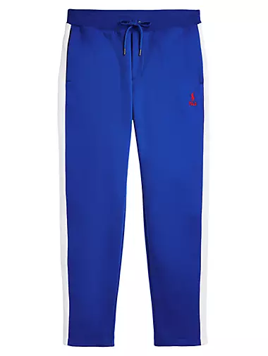 Ralph Lauren Polo Mens DOUBLE KNIT TECH ATHLETIC Pants BLUE WHITE RED sweat  M