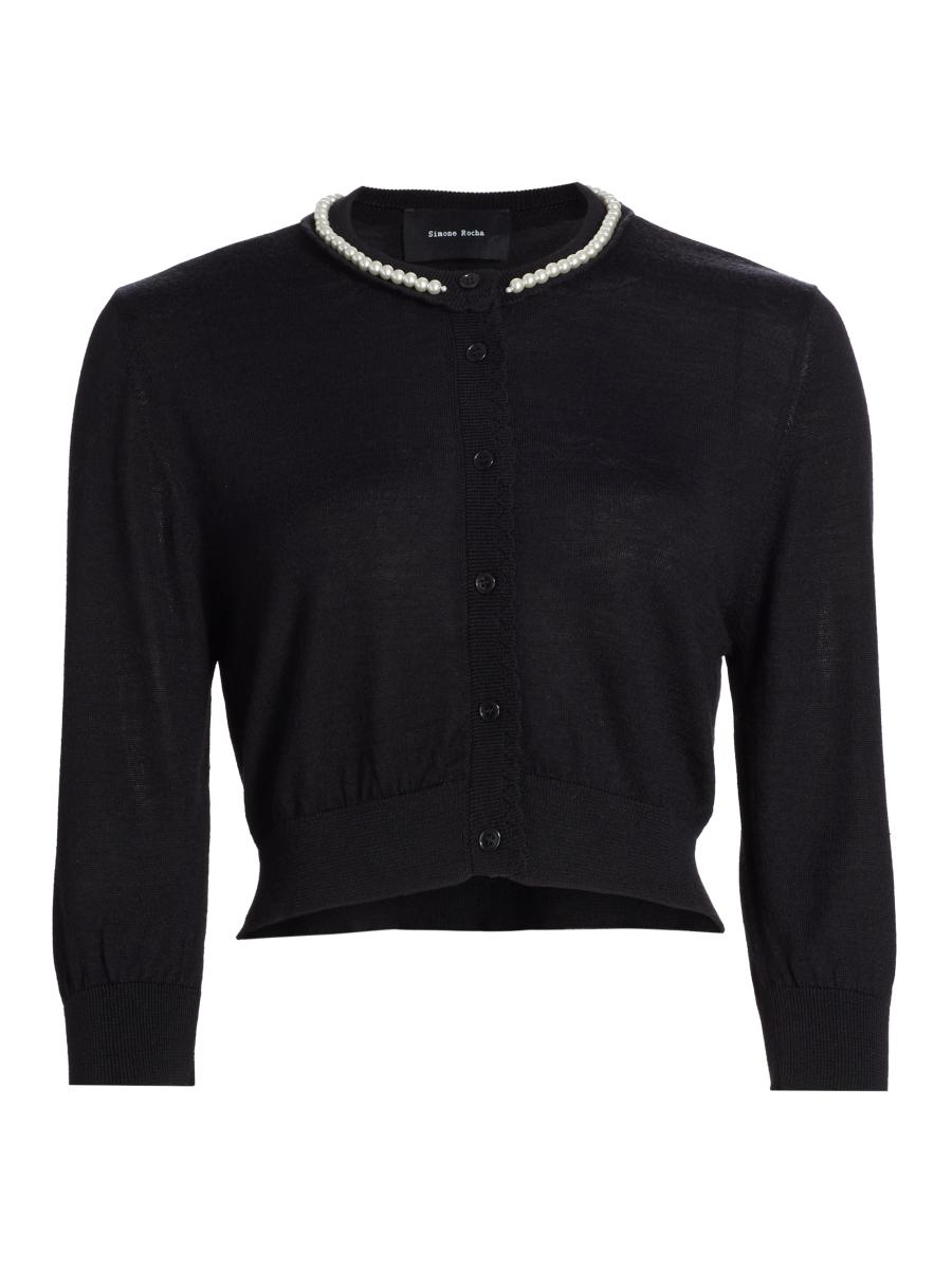 Simone Rocha Beaded Wool-Blend Cardigan | Saks Fifth Avenue