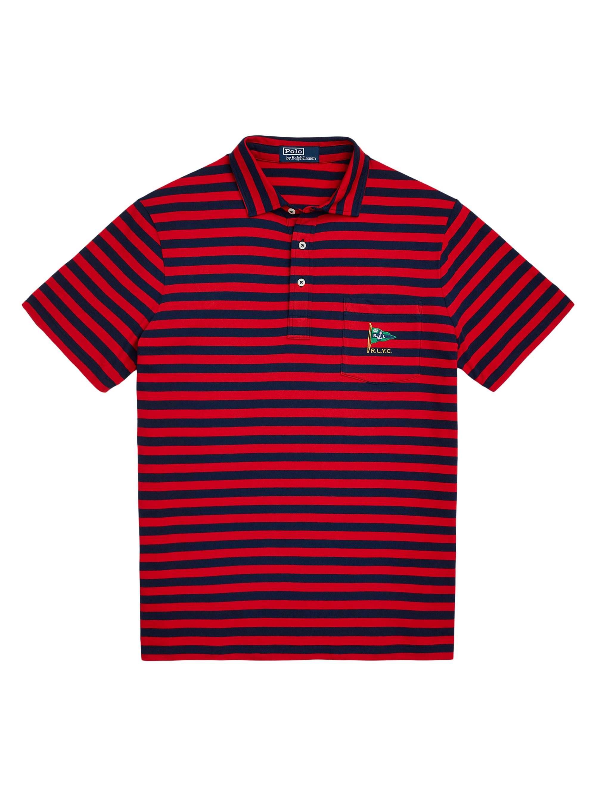 Polo Ralph Lauren Men's Lisle Striped Cotton Polo Shirt - Red Navy