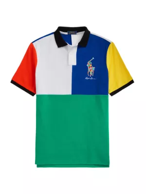 Shop Polo Ralph Lauren Colorblocked Mesh Polo Shirt | Saks Fifth Avenue