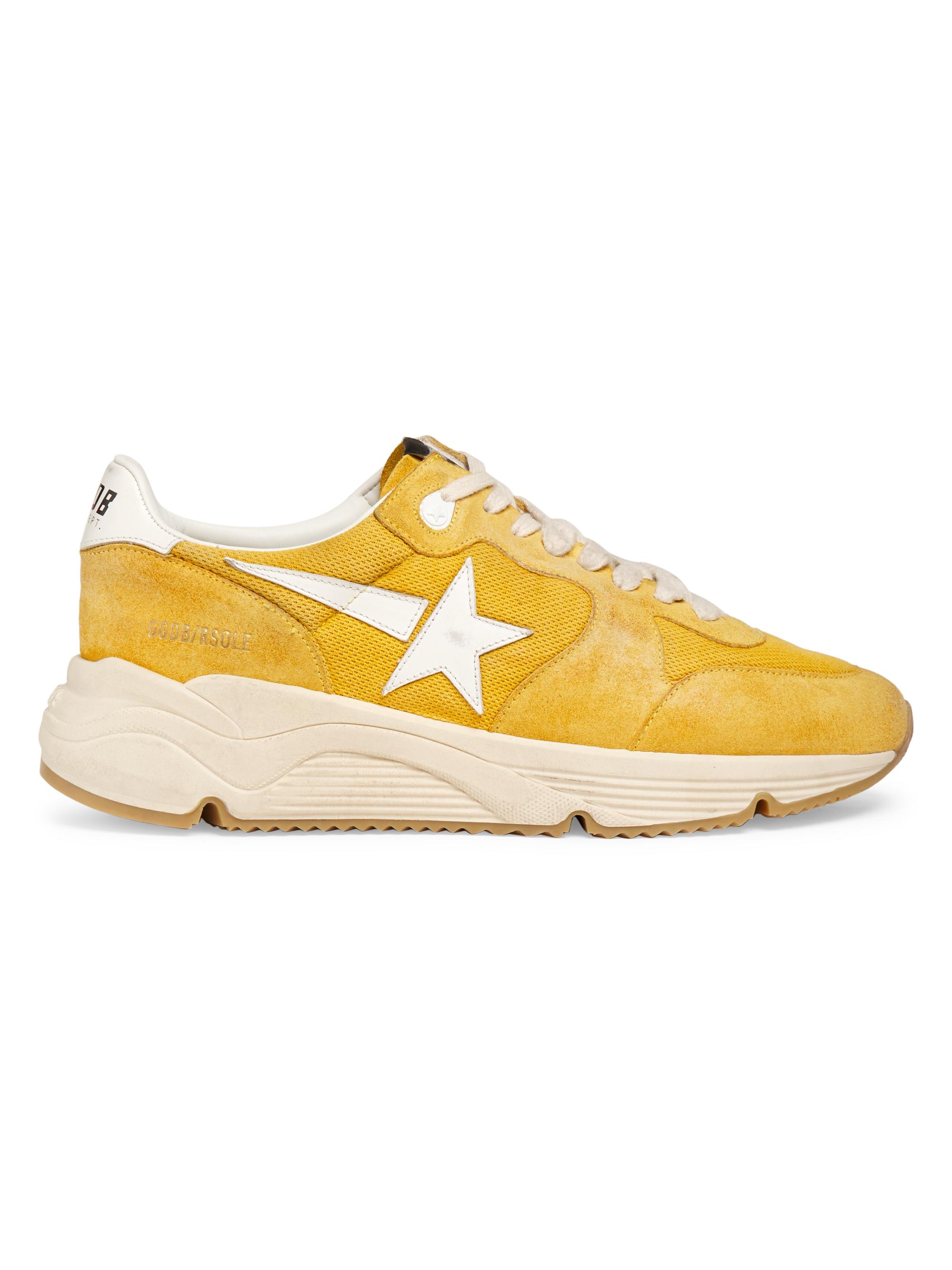 Golden Goose Men's Running Sole Leather-Trimmed Sneakers - Honey White