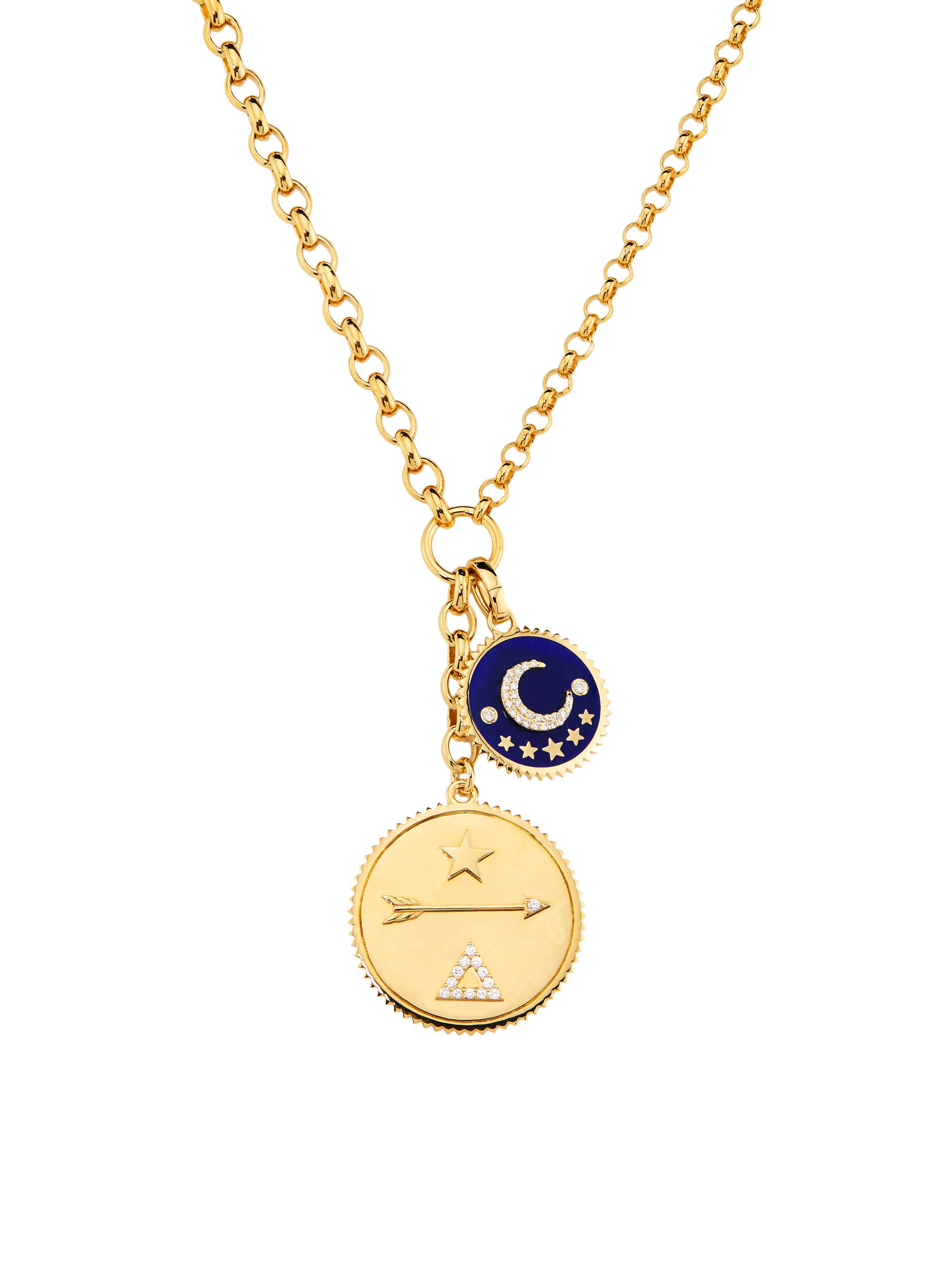Foundrae Women's Dream & Karma 18K Yellow Gold, 0.30 TCW Diamond & Enamel Double Pendant Necklace - Gold