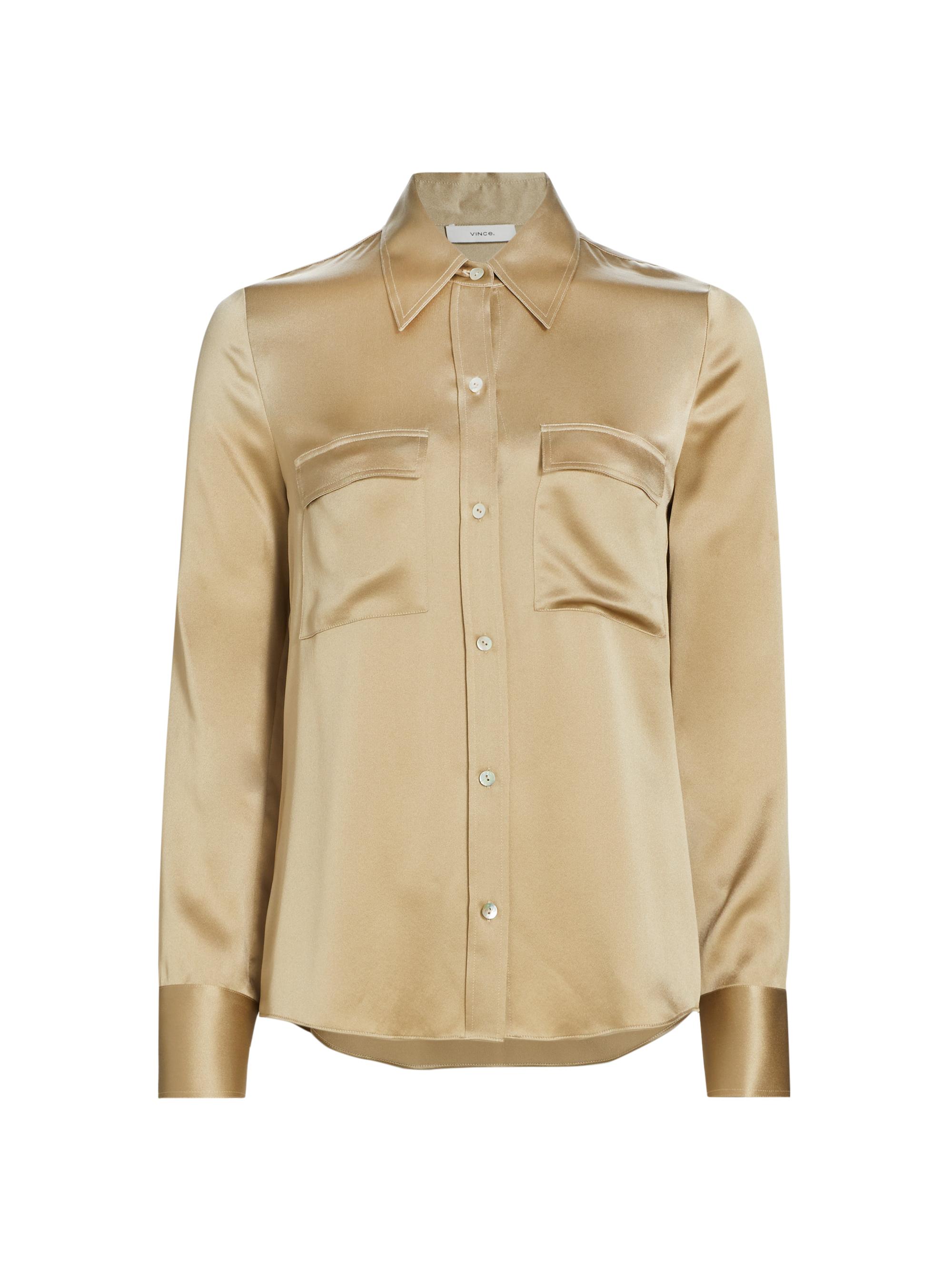 Vince Women's Silk Utility Shirt - Beige Stone