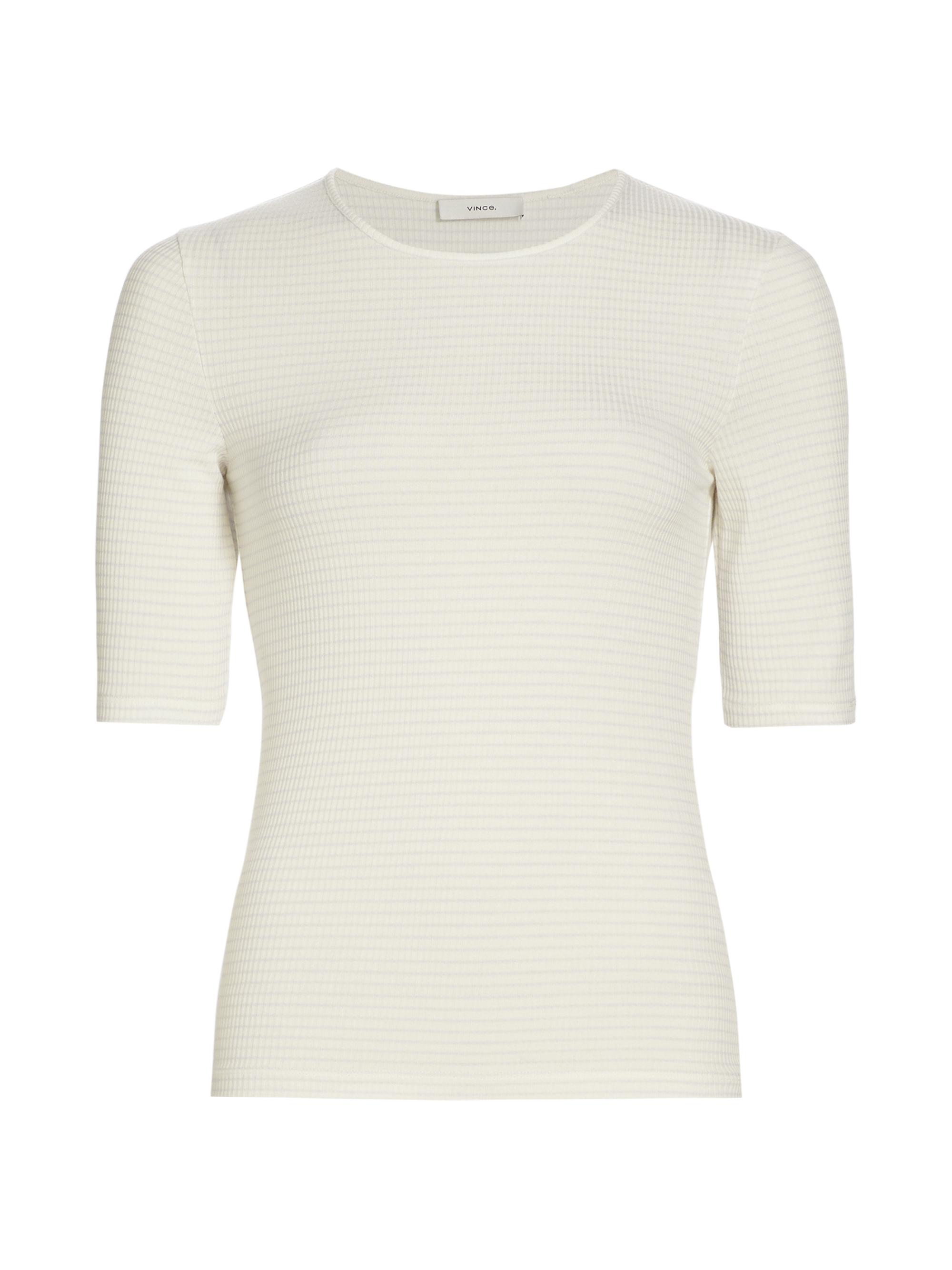 Vince Women's Striped Knit Top - Off White Sky Graphite