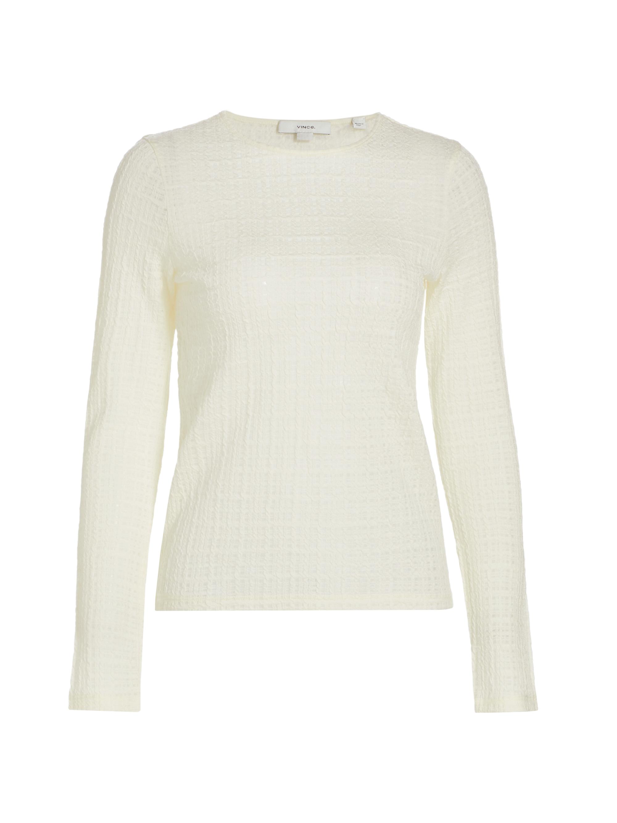 Vince Women's Wool-Blend Plaid Jacquard Long-Sleeve T-Shirt - Lace