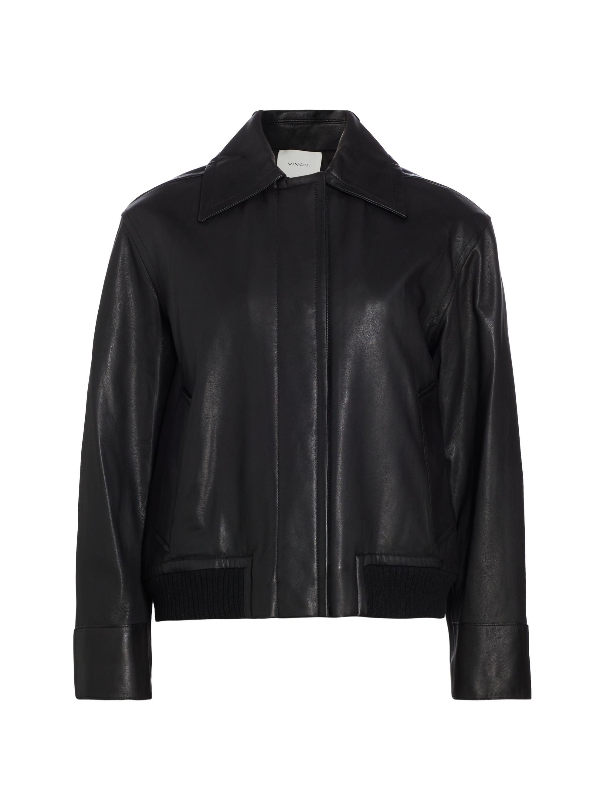 Vince Women's Leather Bomber Jacket - Black