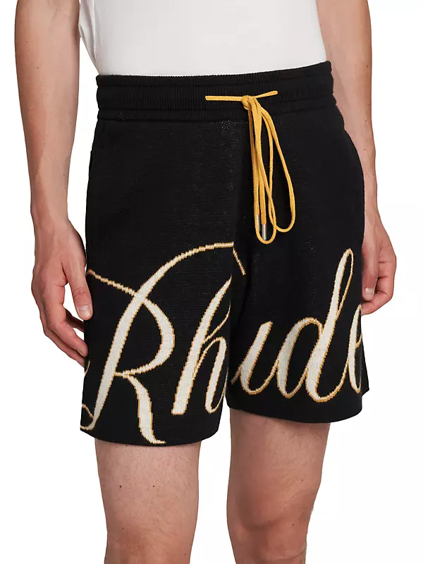 Shop R H U D E Script Logo Knit Shorts | Saks Fifth Avenue
