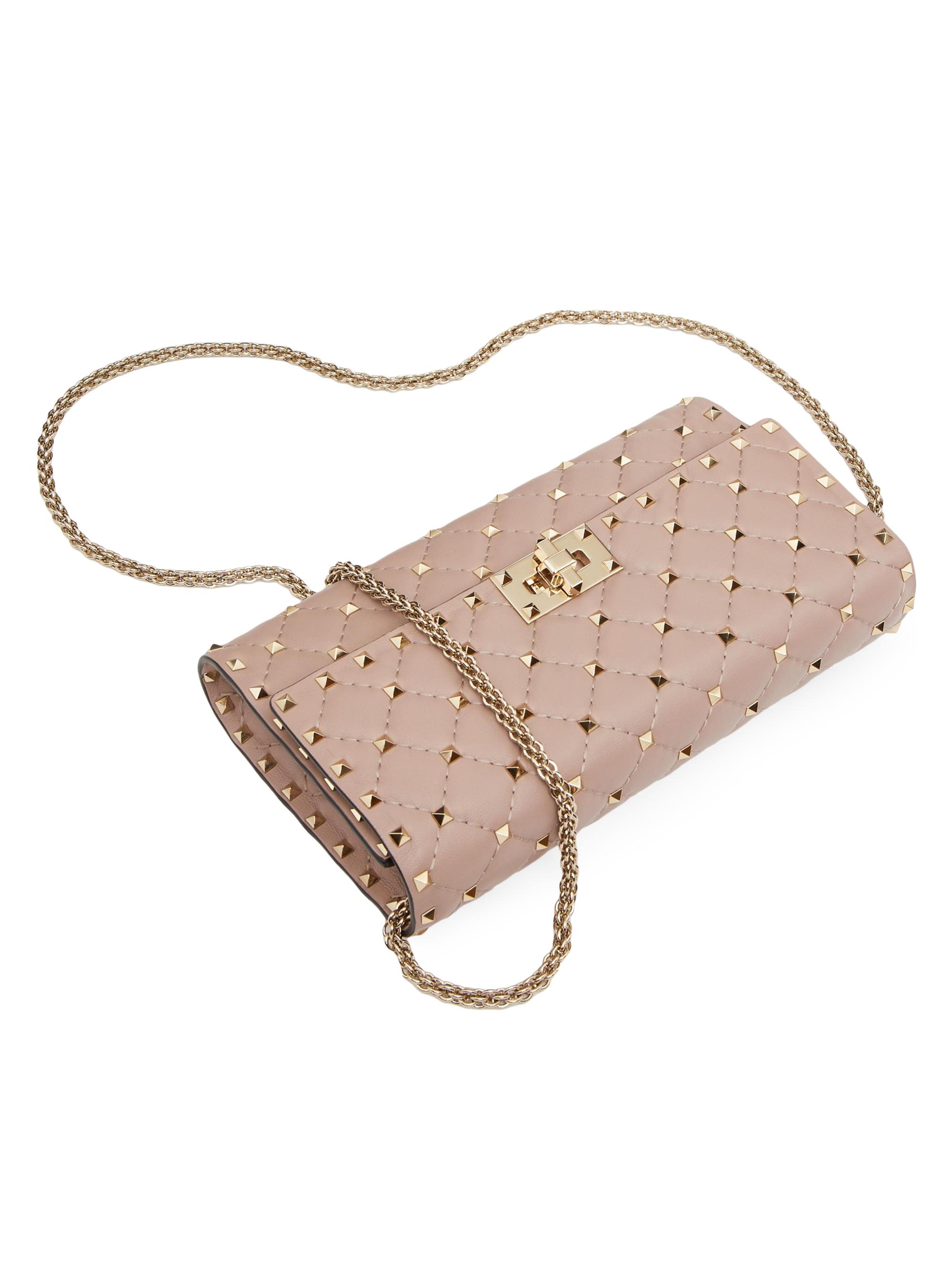 バッグ VALENTINO Valentino Beige Medium Rockstud Matelassé Bag - Runway Catalog
