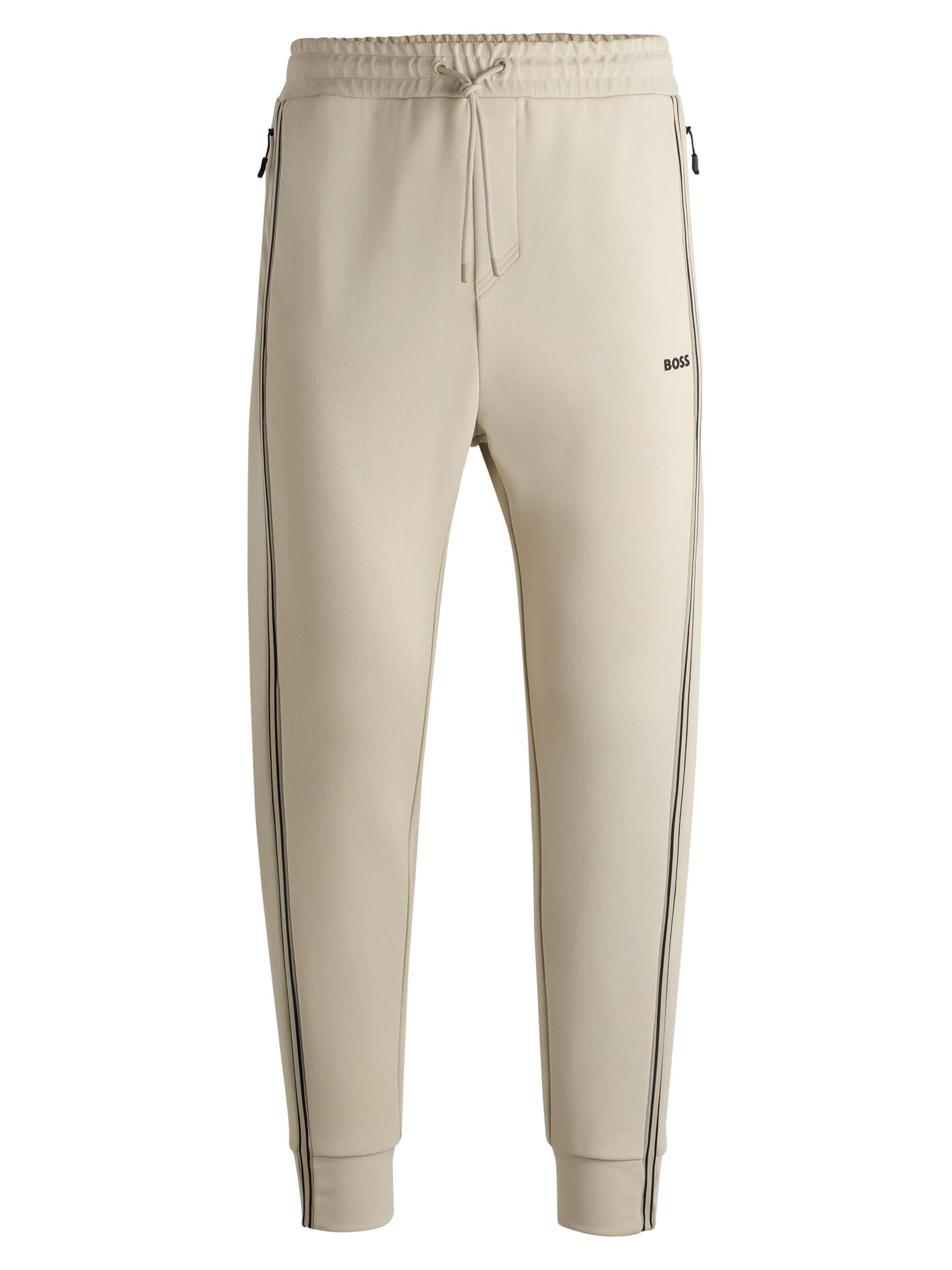 BOSS Men's Tracksuit Bottoms with Tape Inserts - Beige