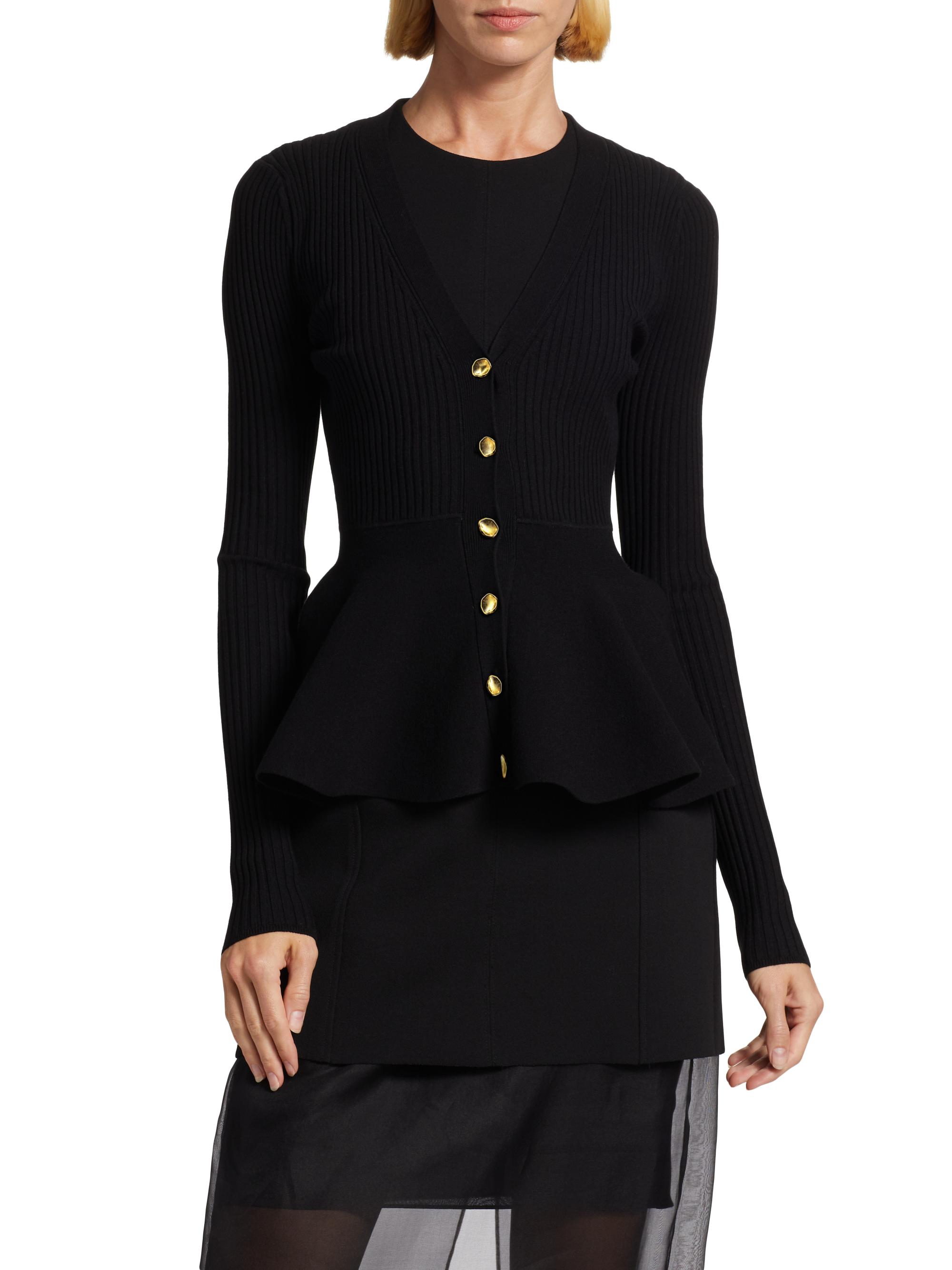 Jason Wu Collection V-Neck Peplum Cardigan | Saks Fifth Avenue