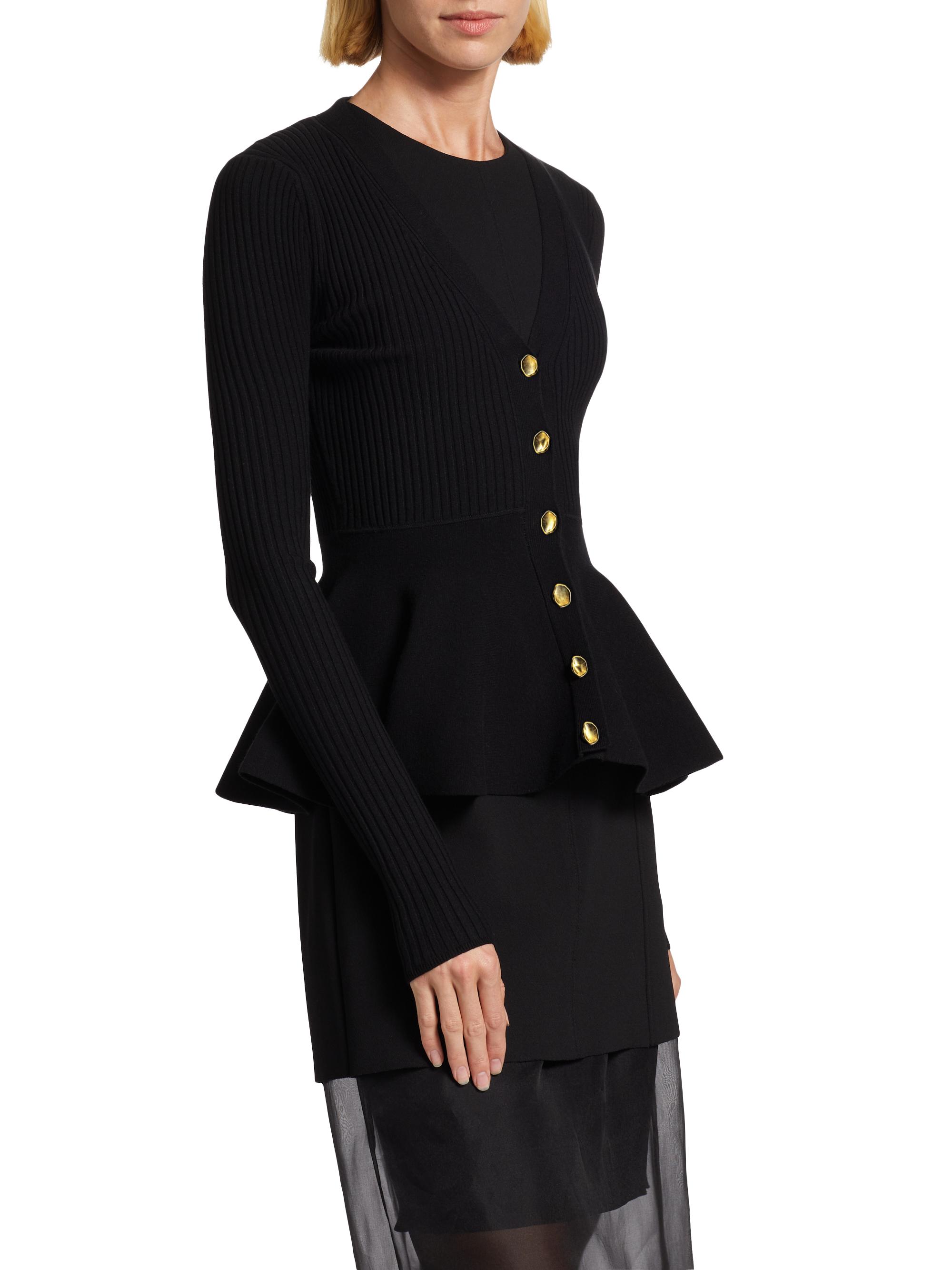 Jason Wu Collection V-Neck Peplum Cardigan | Saks Fifth Avenue