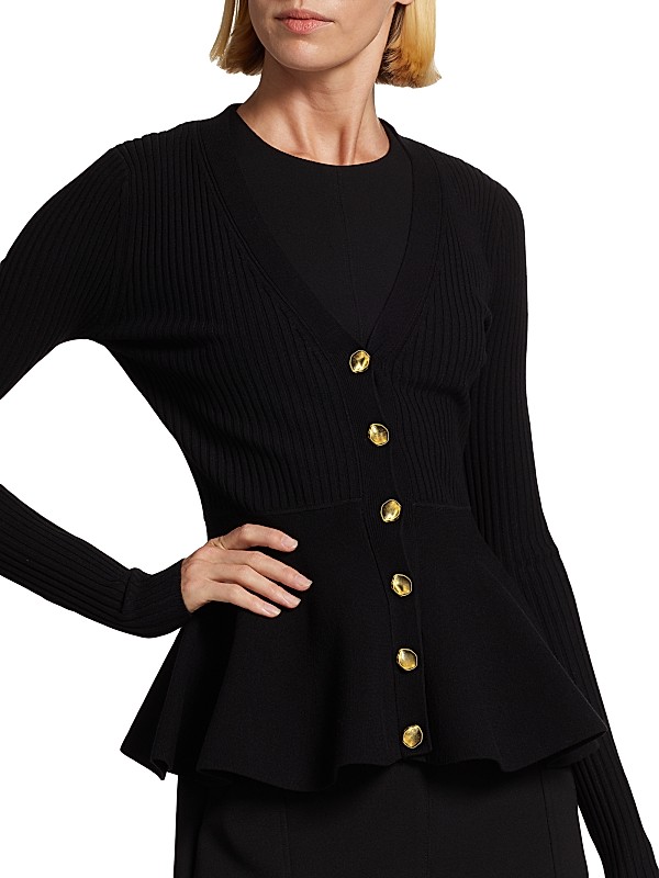 Shop Jason Wu Collection V-Neck Peplum Cardigan | Saks Fifth Shop Jason Wu Collection V-Neck Peplum Cardigan | Saks Fifth