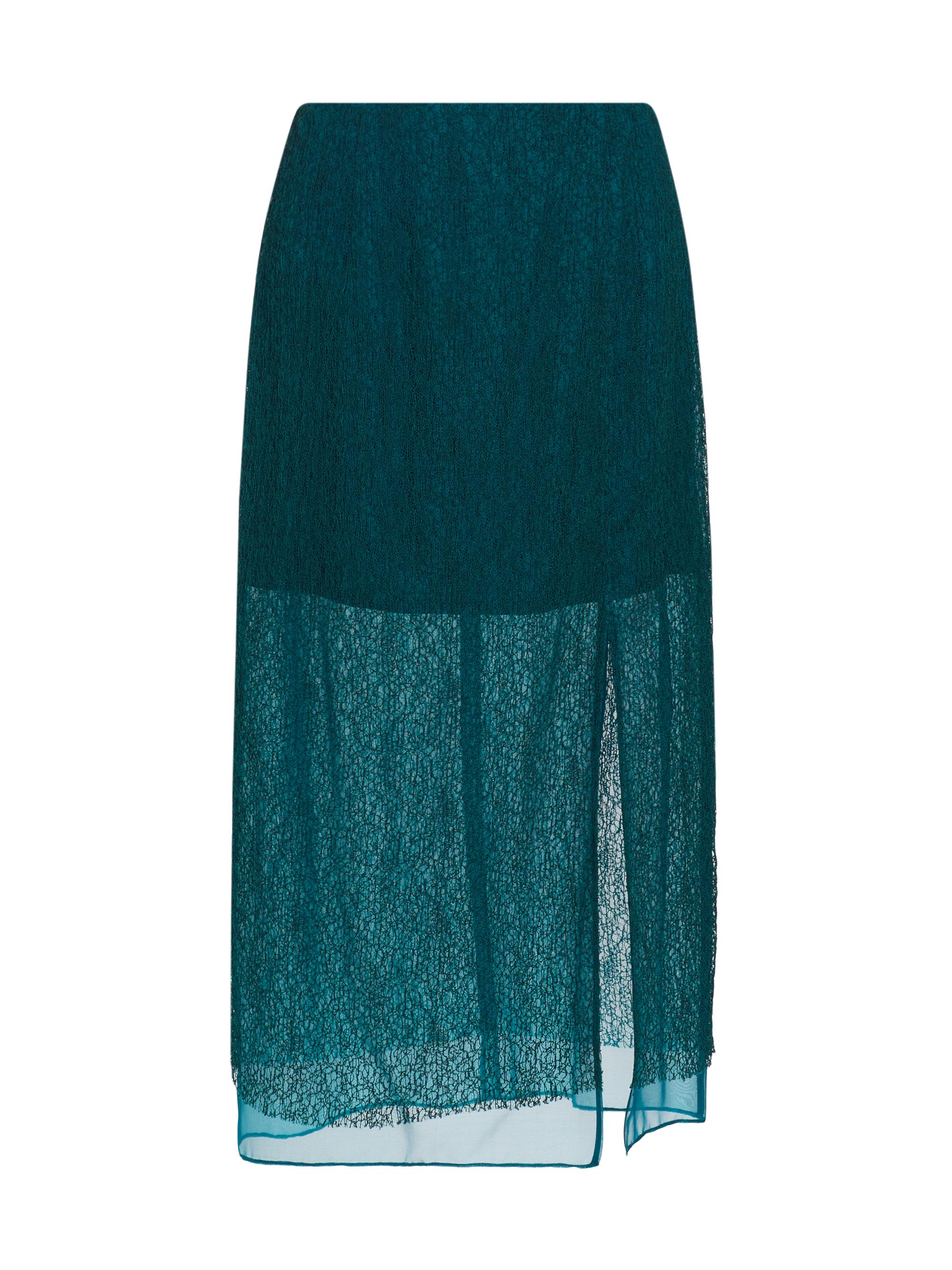Jason Wu Collection Women's Geometric Cotton-Blend Lace Layered Midi-Skirt - Ocean Seagreen