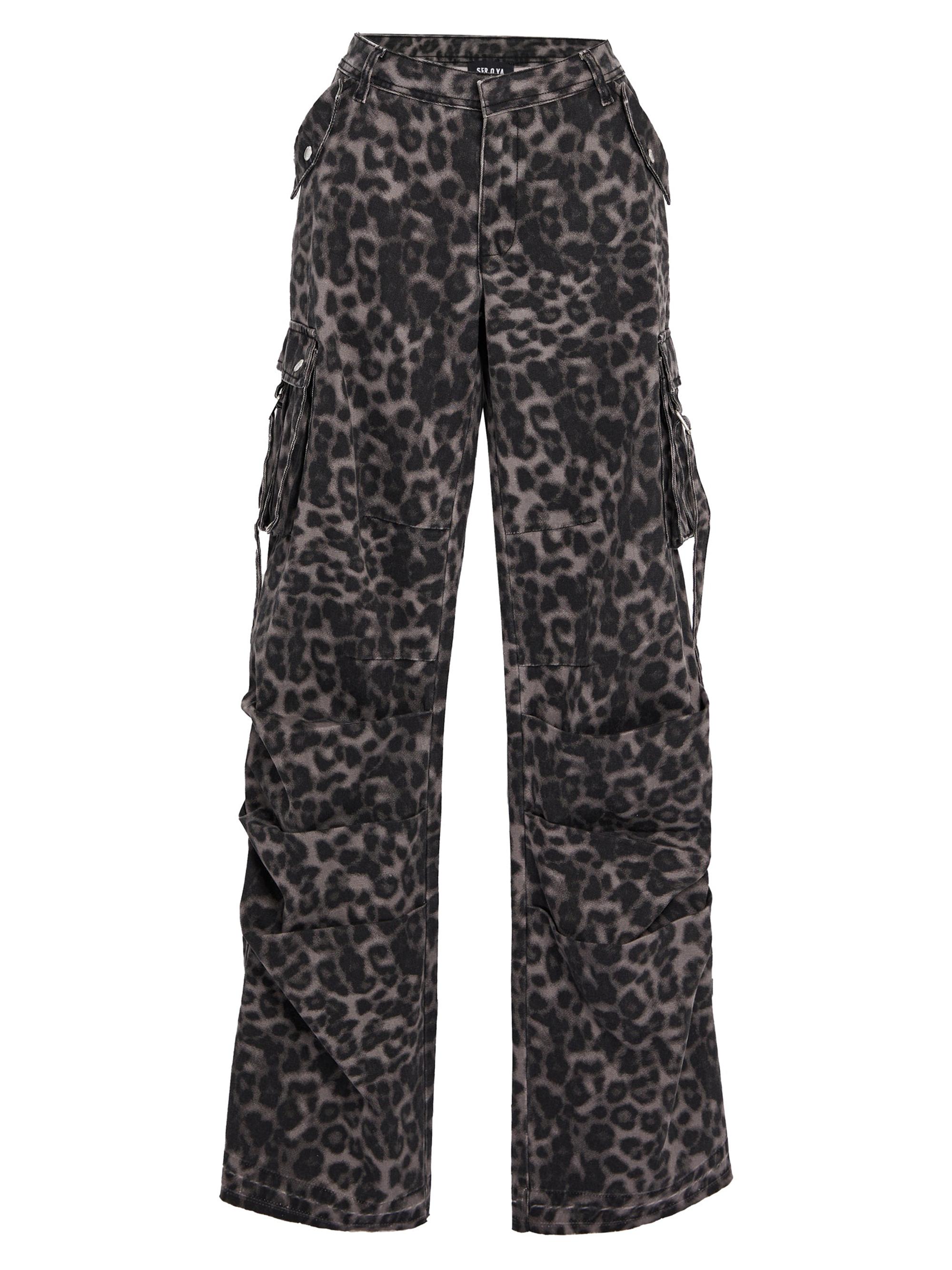 Ser.o.ya Women's Jane Cargo Pants - Grey Leopard