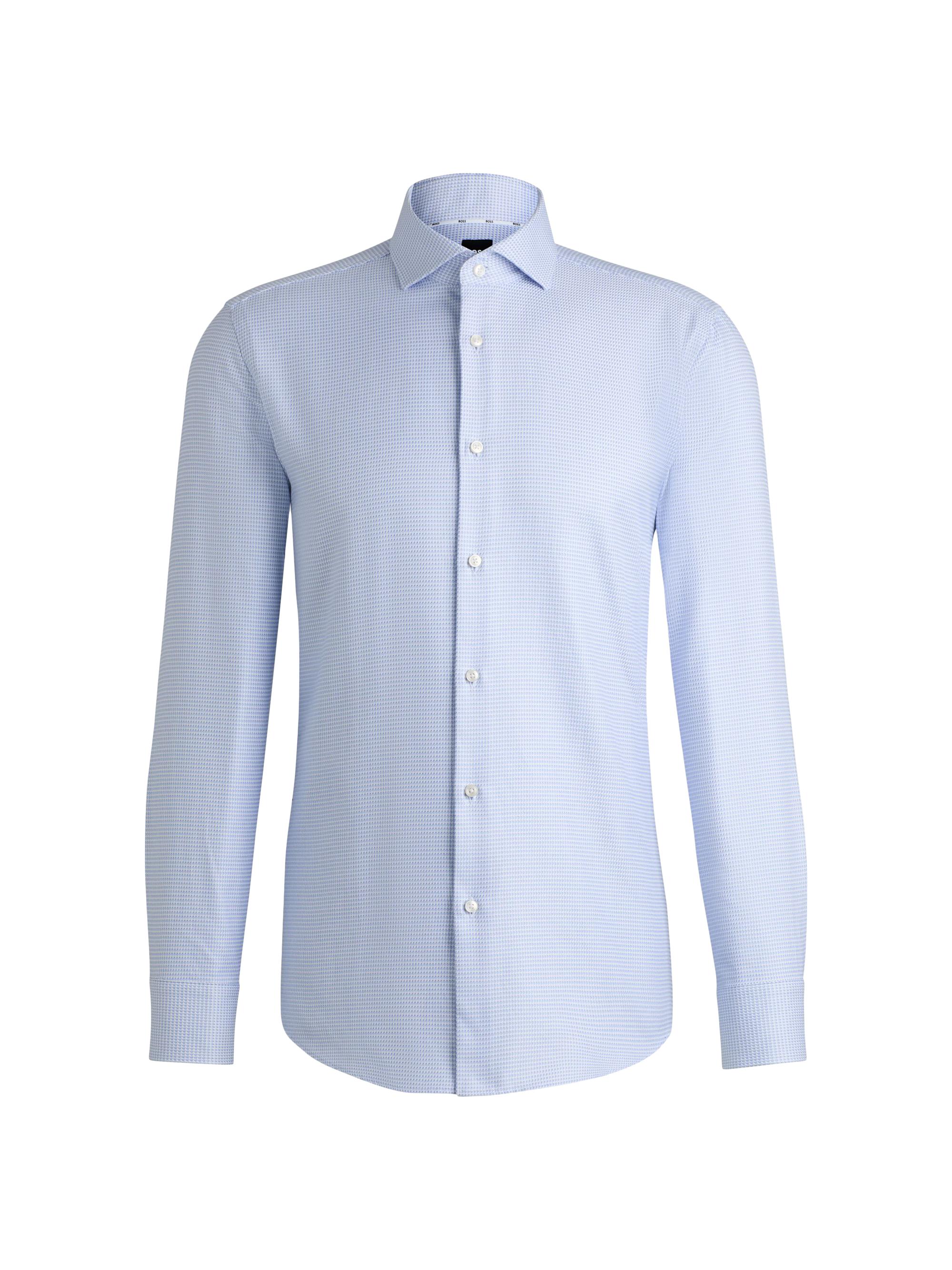 BOSS Men's Slim-Fit Shirt in Structured Cotton - Light Blue