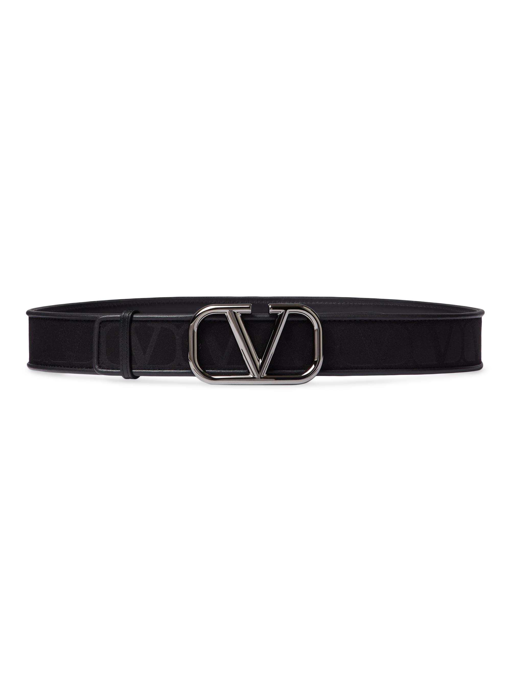 Valentino Garavani Toile Iconographe logo-buckle belt - Black