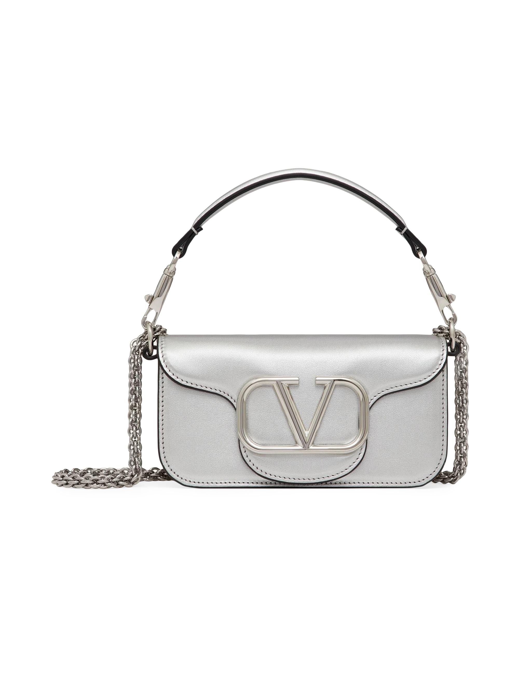 Valentino Garavani Women's   Locò Metallic Calfskin Shoulder Bag - Silver