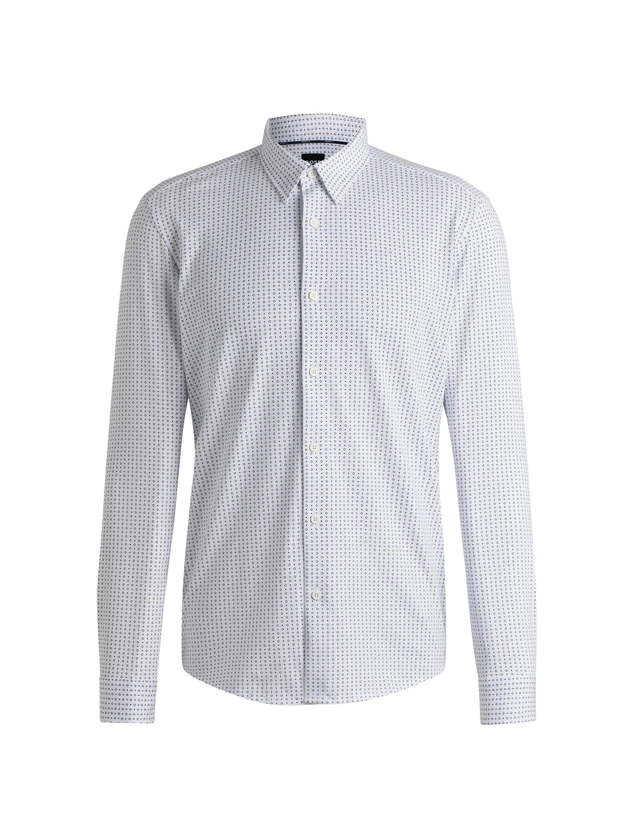 BOSS Men's Slim-Fit Shirt in Printed Jersey - Blue