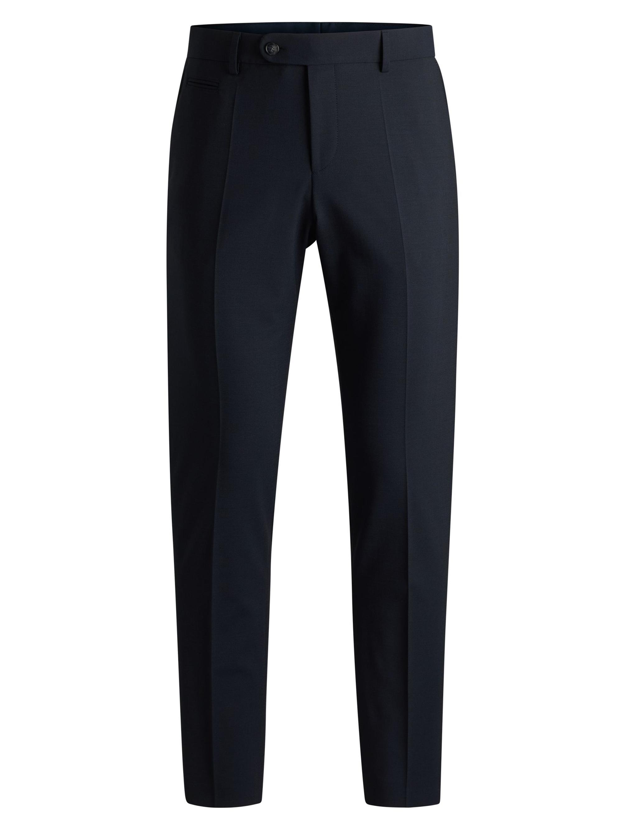 BOSS Men's Slim-Fit Trousers in Melange Stretch Cloth - Blue