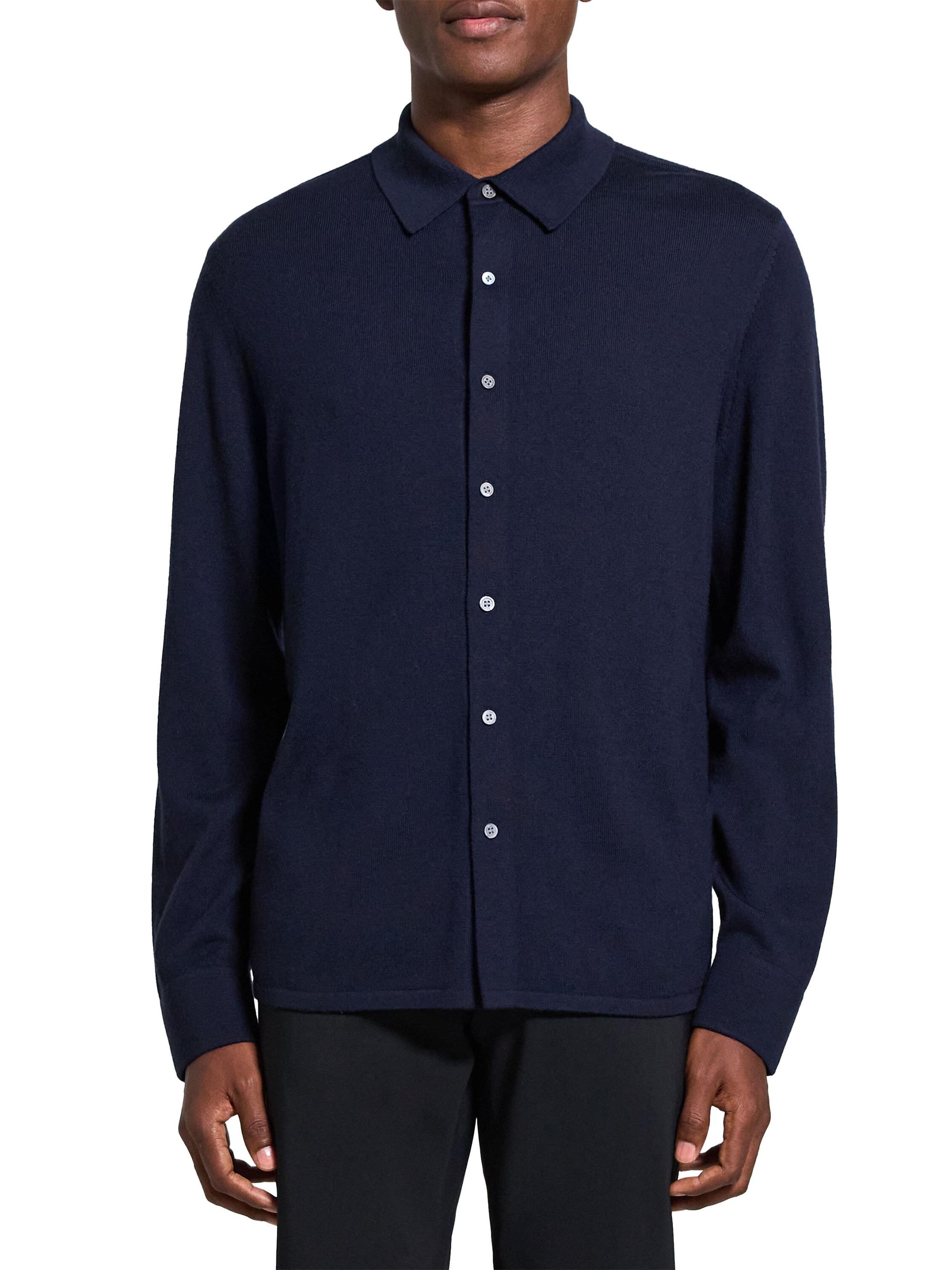 Theory Men's Lorean Wool Slim-Fit Shirt - Baltic