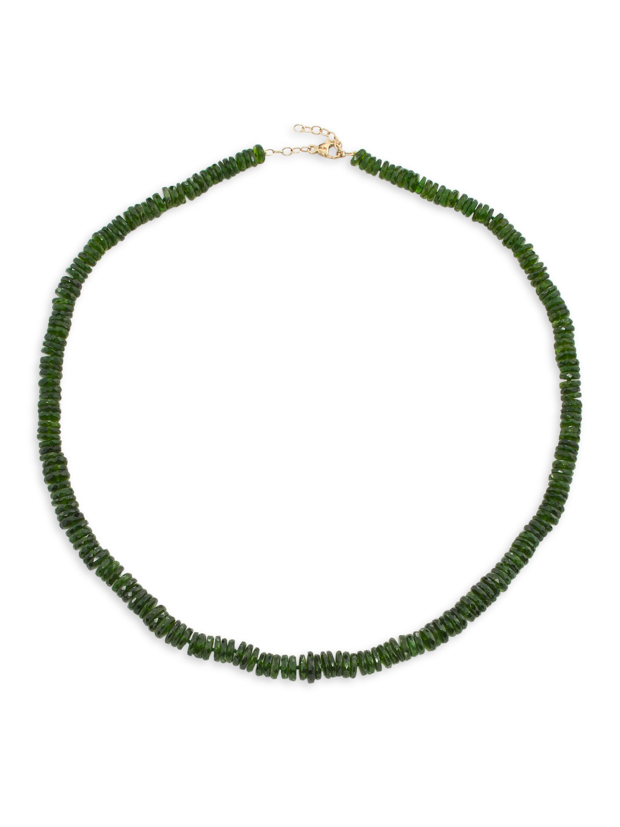 Jia Jia Women's Atlas 14K Yellow Gold & Chrome Diopside Beaded Necklace - Green