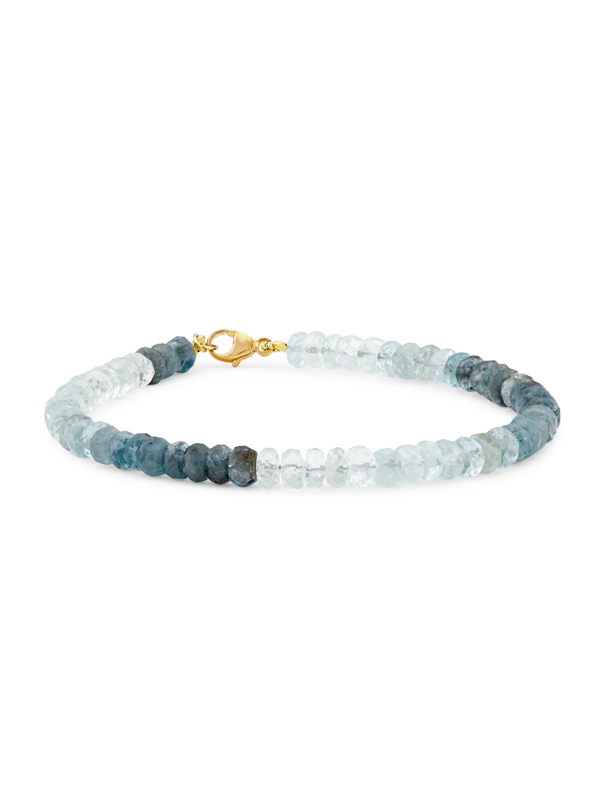Jia Jia Women's Oracle 14K Yellow Gold & Moss Aquamarine Beaded Bracelet - Blue