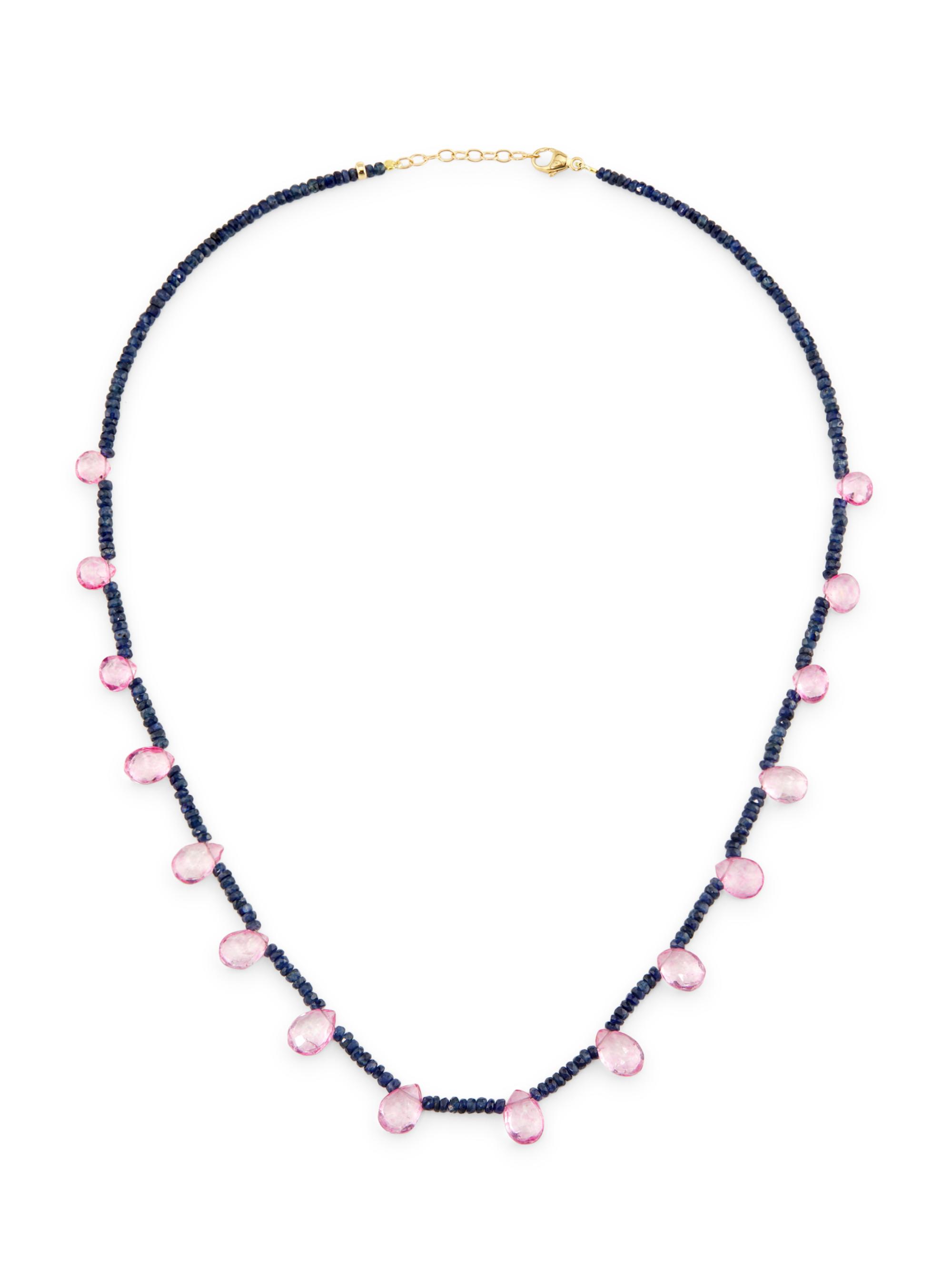 Jia Jia Women's Arizona 14K Yellow Gold, Blue Sapphire & Pink Topaz Necklace - Blue