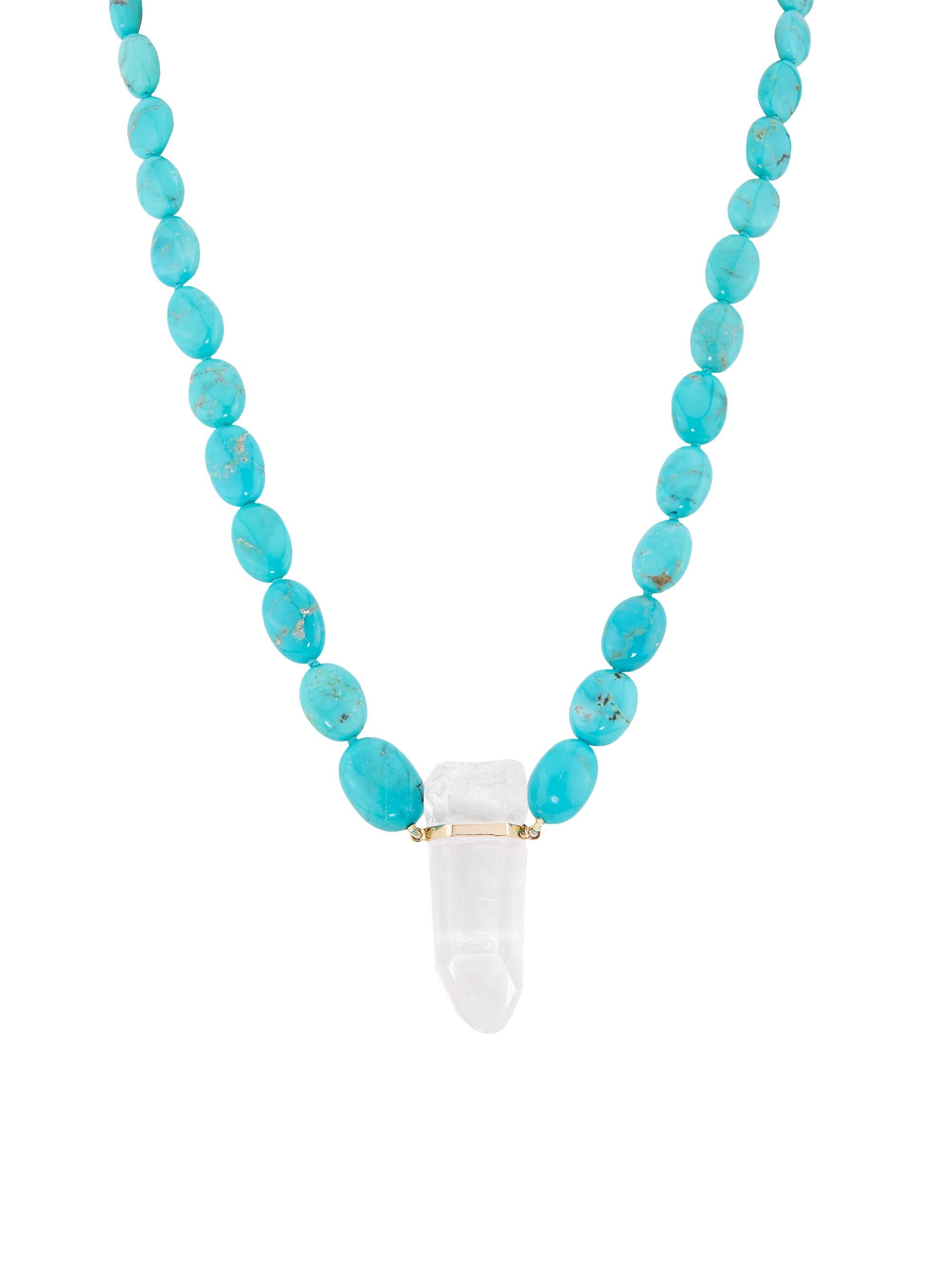 Jia Jia Women's Nevada 14K Yellow Gold, Turquoise & Crystal Quartz Pendant Necklace - Turquoise