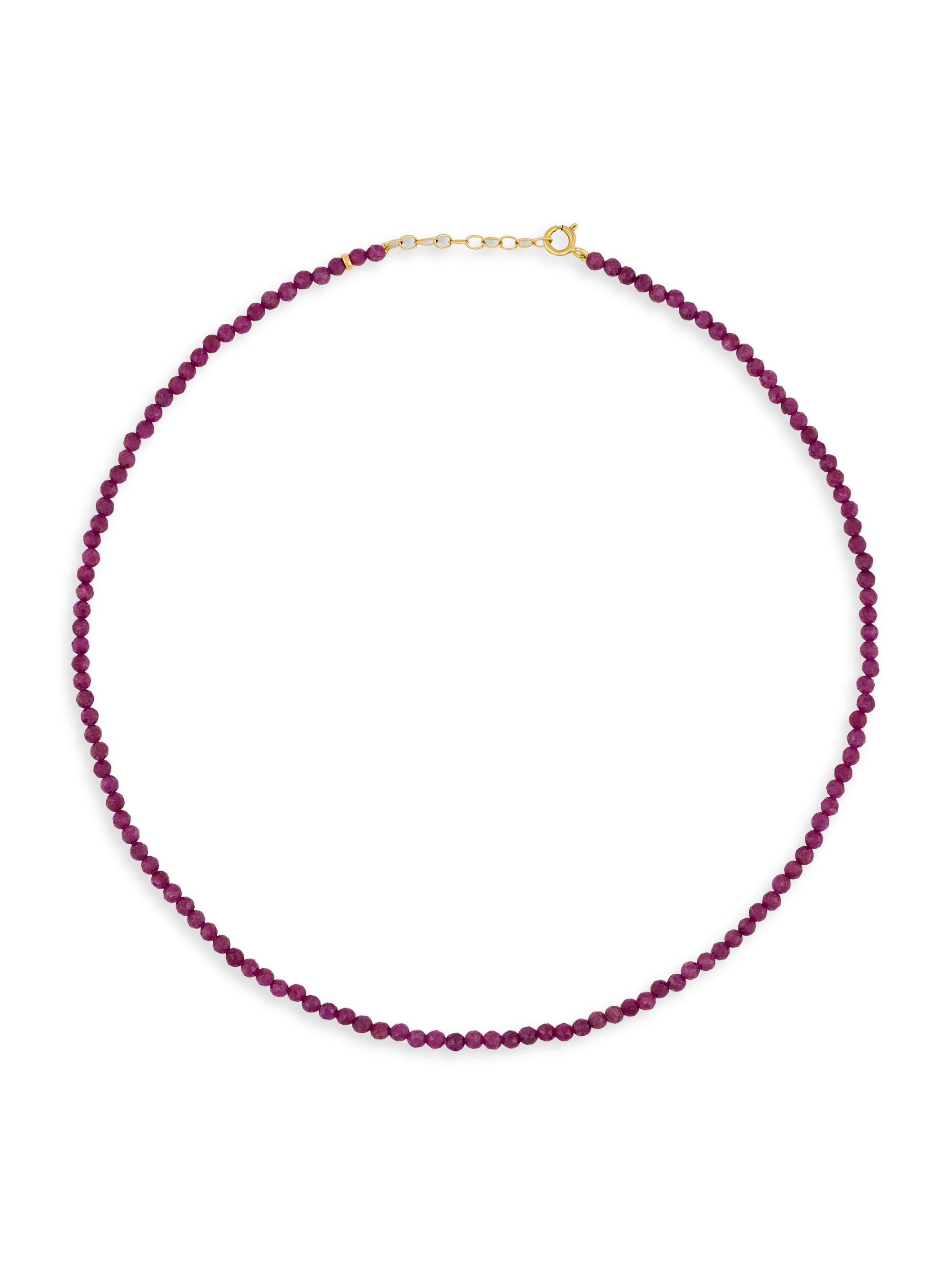 Jia Jia Women's Birthstone 14K Yellow Gold & Gemstone Beaded Necklace - Ruby