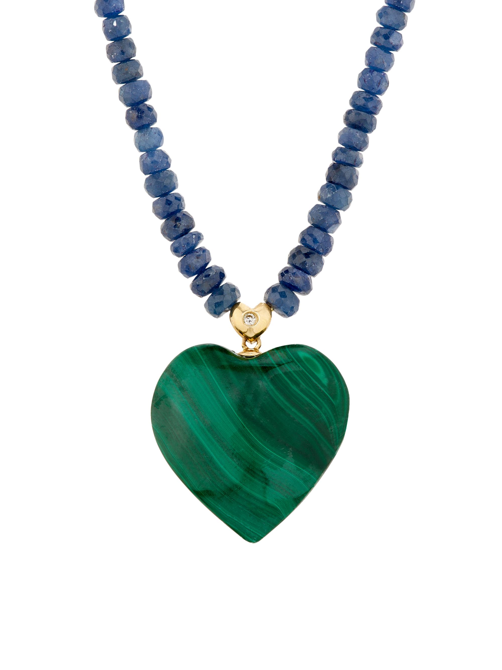 Jia Jia Women's Love 14K Yellow Gold & Multi-Gemstone Heart Pendant Necklace - Green Blue