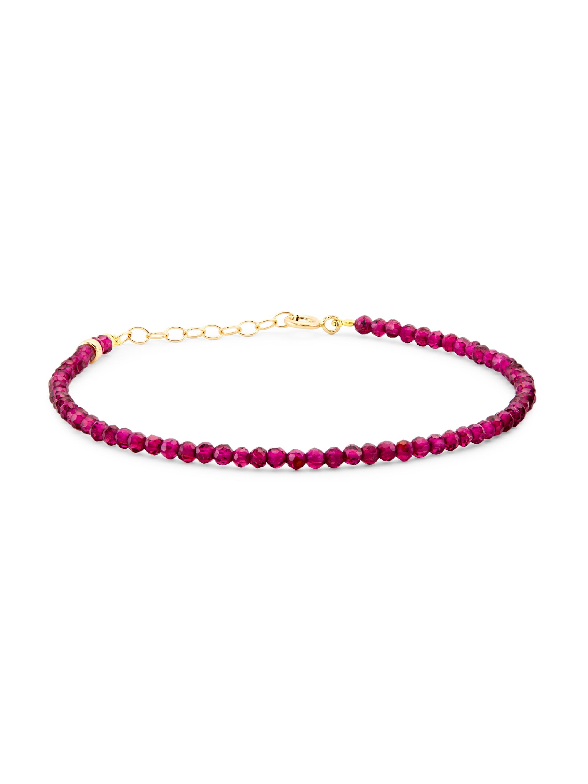 Jia Jia Women's Birthstone 14K Yellow Gold & Gemstone Beaded Bracelet - July