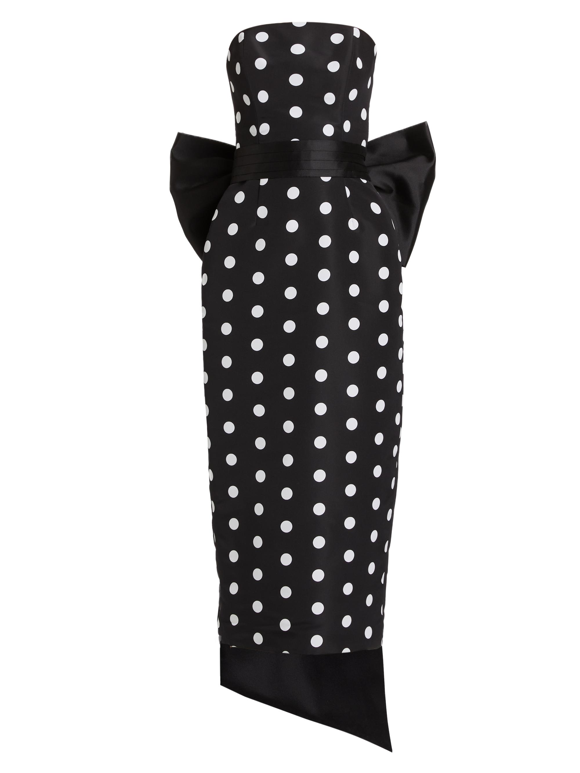 Alexia María Women's Emily Polka Dot Silk Midi-Dress - Black With White Polka Dot
