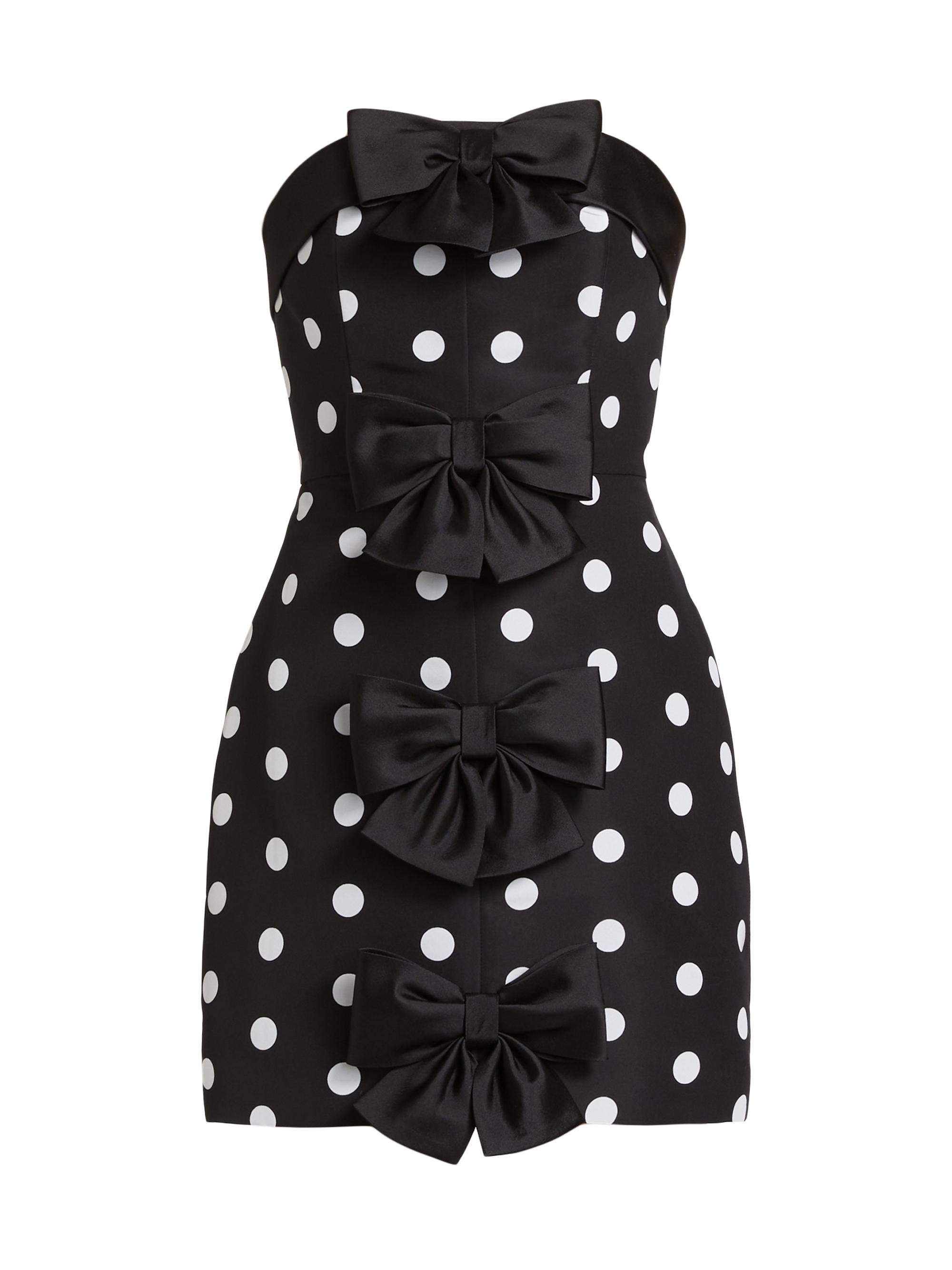 Alexia María Women's Georgie Polka Dot Silk Minidress - Black With White Polka Dot
