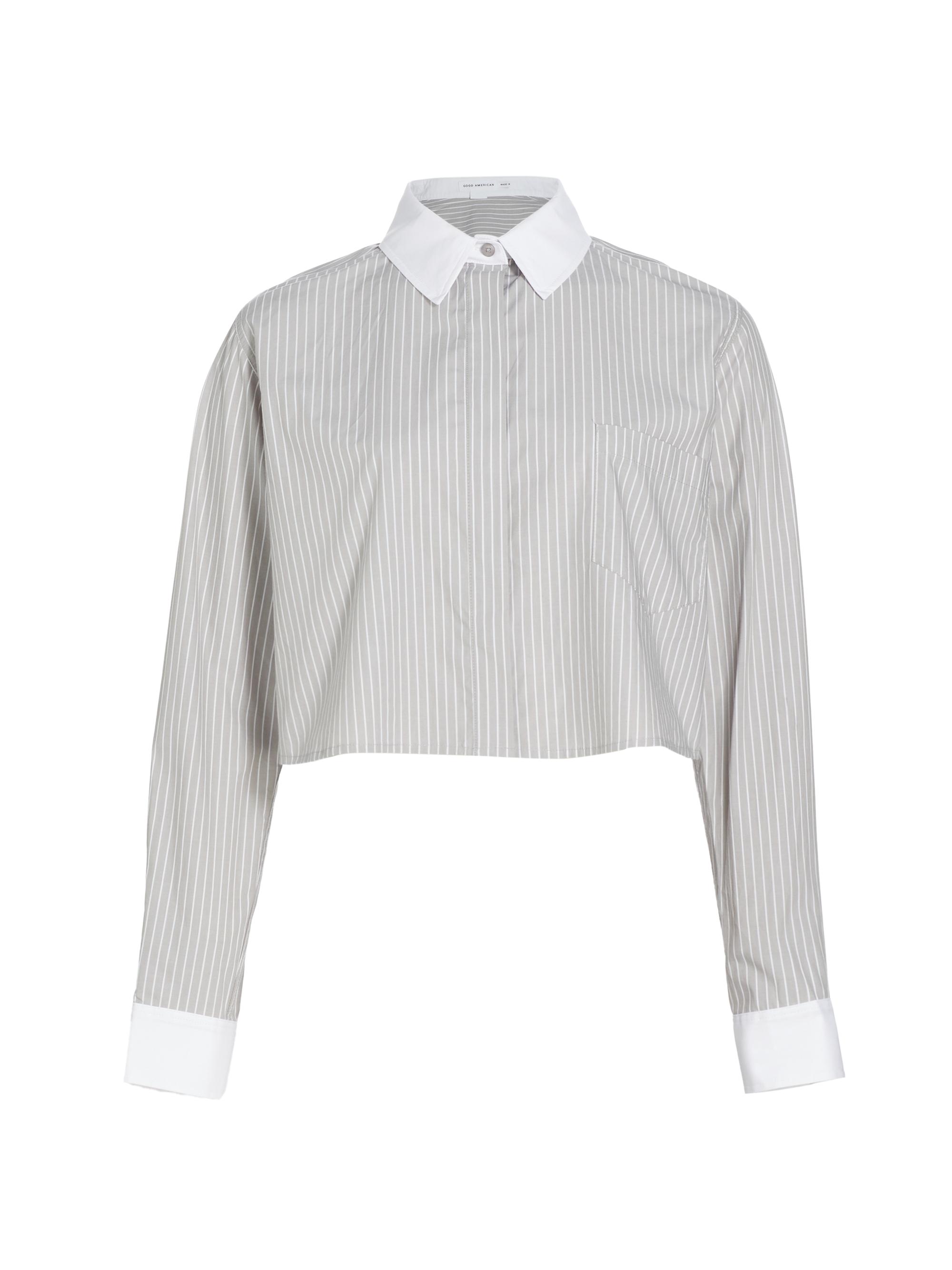 Good American Women's Stripe Crop Uniform Shirt - Good Sister