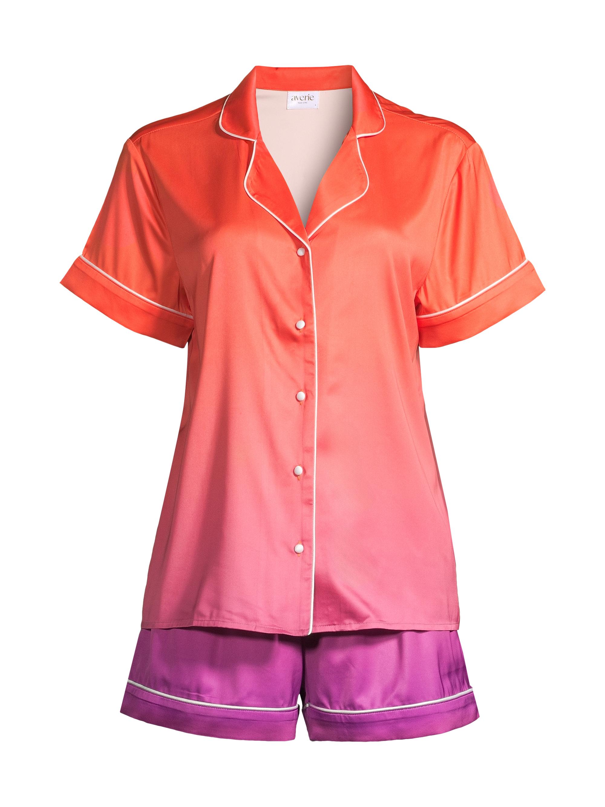 Averie Women's Sunset Ocean Dip Short Pajama Set - Orange Purple