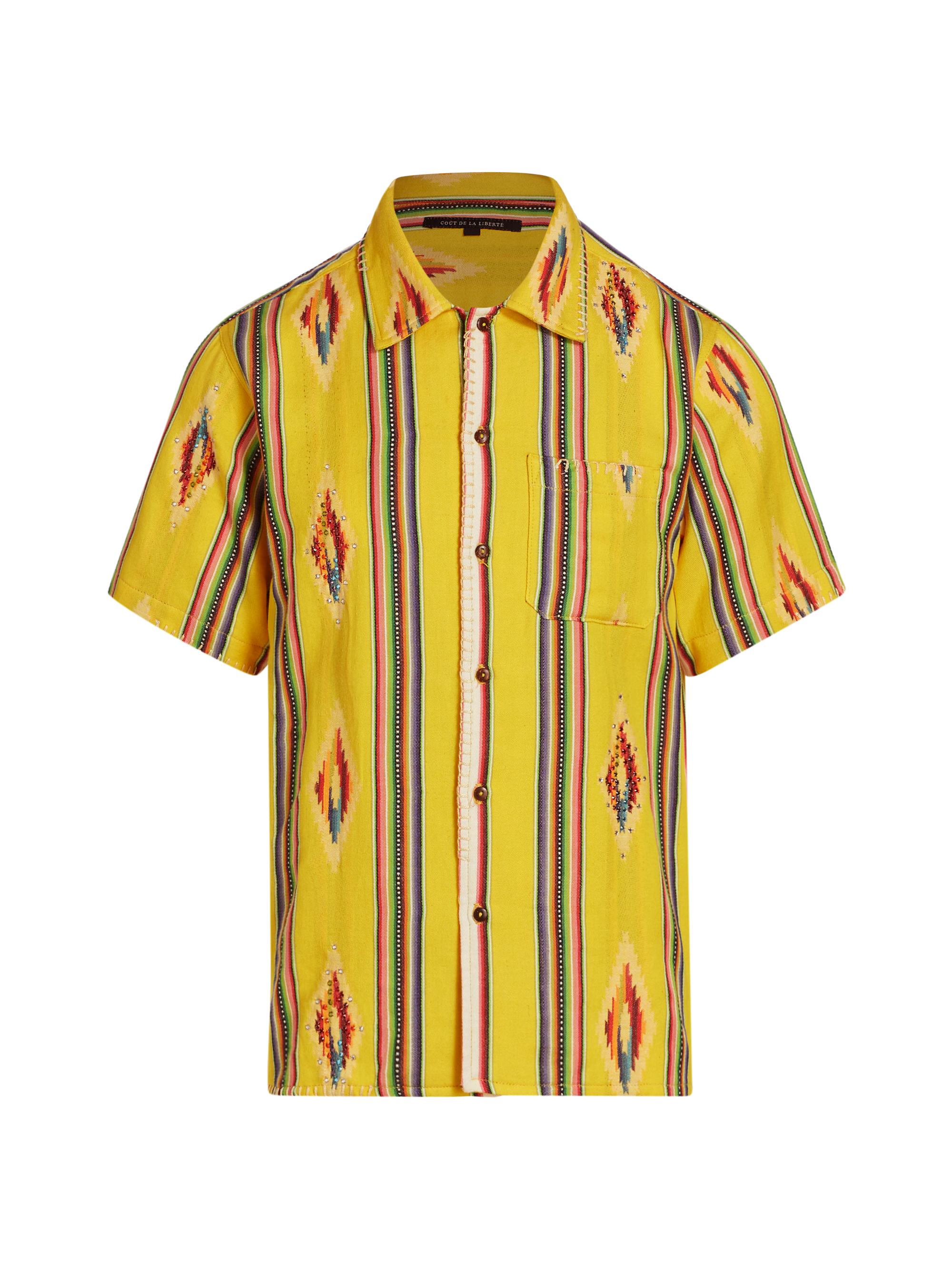 Coût De La Liberté Men's Robbie Striped Bowling Shirt
