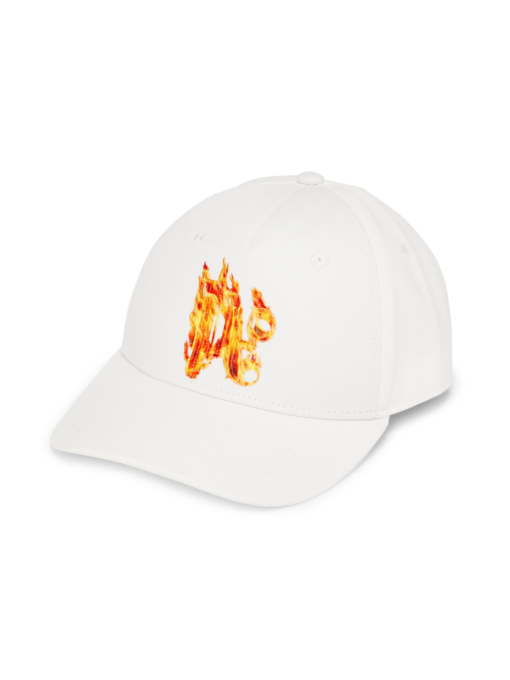 Palm Angels Men's Burning Logo-Embroidered Cotton Baseball Cap - Off White Gold